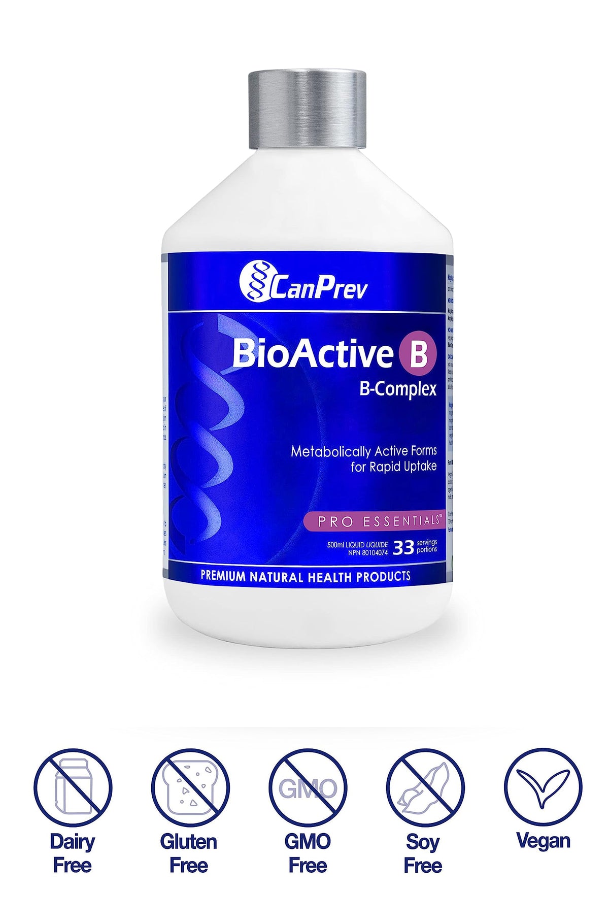 CanPrev BioActive B Complex Liquid, Blueberry, B12, 500 ml, 33 Servings