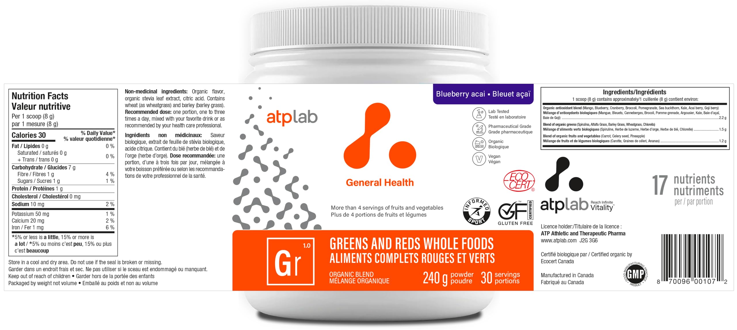 ATPLAB Greens And Reds Whole Foods, 240 g