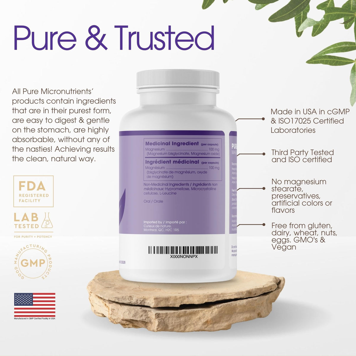 Pure Micronutrients Magnesium Glycinate Supplement (Chelated) 200mg, 180 Capsules 90-Day Supply - Helps to Maintain Heart Muscle Function - Nervous System, Relaxation and Sleep Support