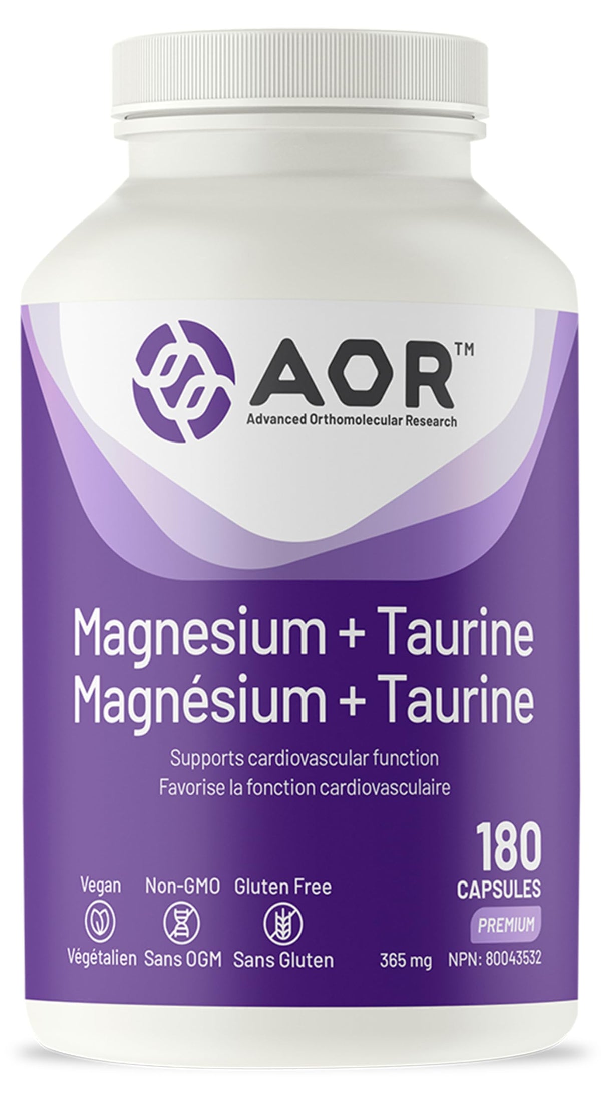AOR Magnesium Taurine Capsules, Vegan, Non-GMO, 180 Capsules, 36 Day Supply
