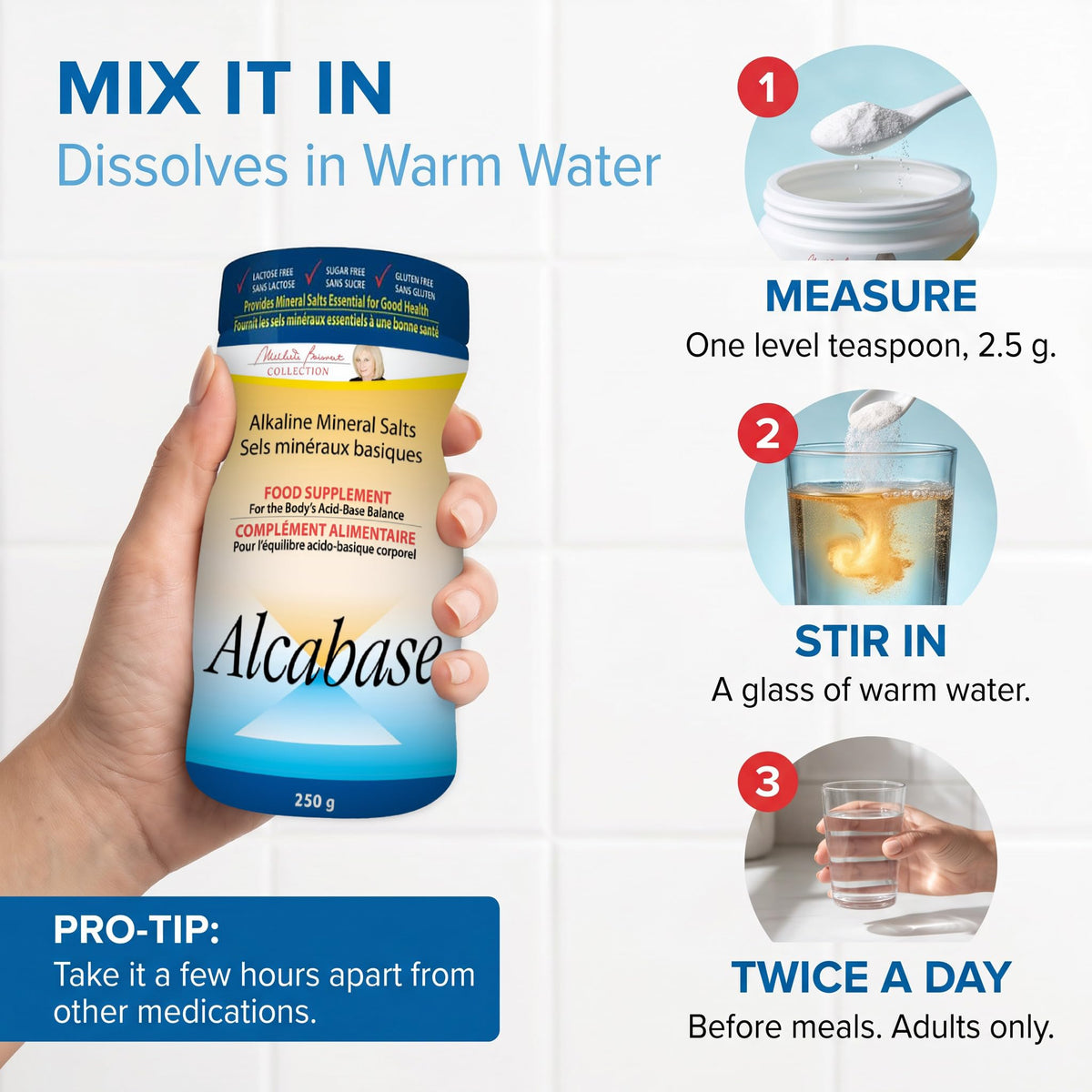 Homeocan Alcabase Alkaline Mineral Salts Powder 250g 100 Servings, Supports pH Balance & Vitality with Calcium, Magnesium & Potassium, Promotes Energy & Active Living, Clean & Easy-to-Mix, No PH Paper