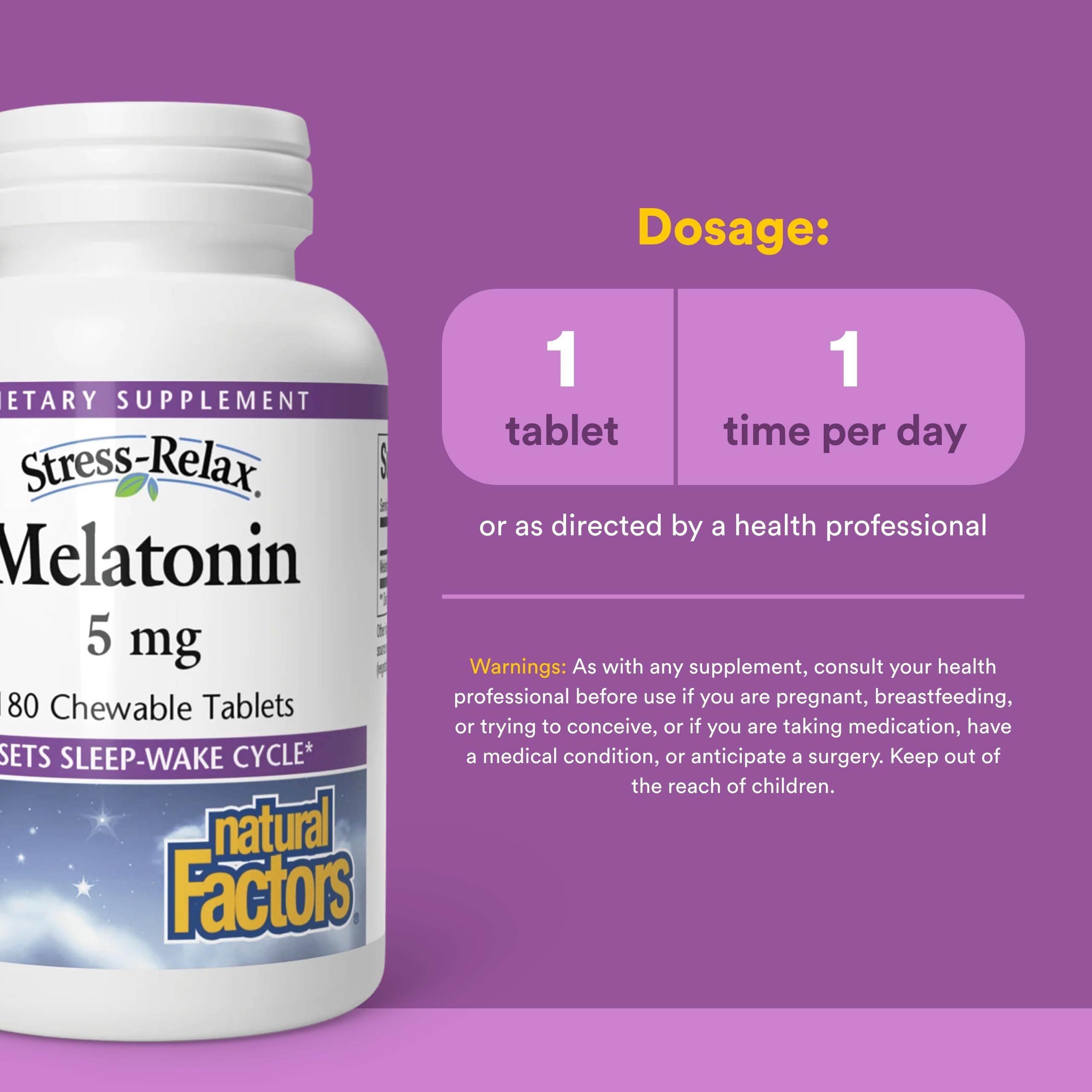 Natural Factors Melatonin 5 mg, 180 sublingual tablets