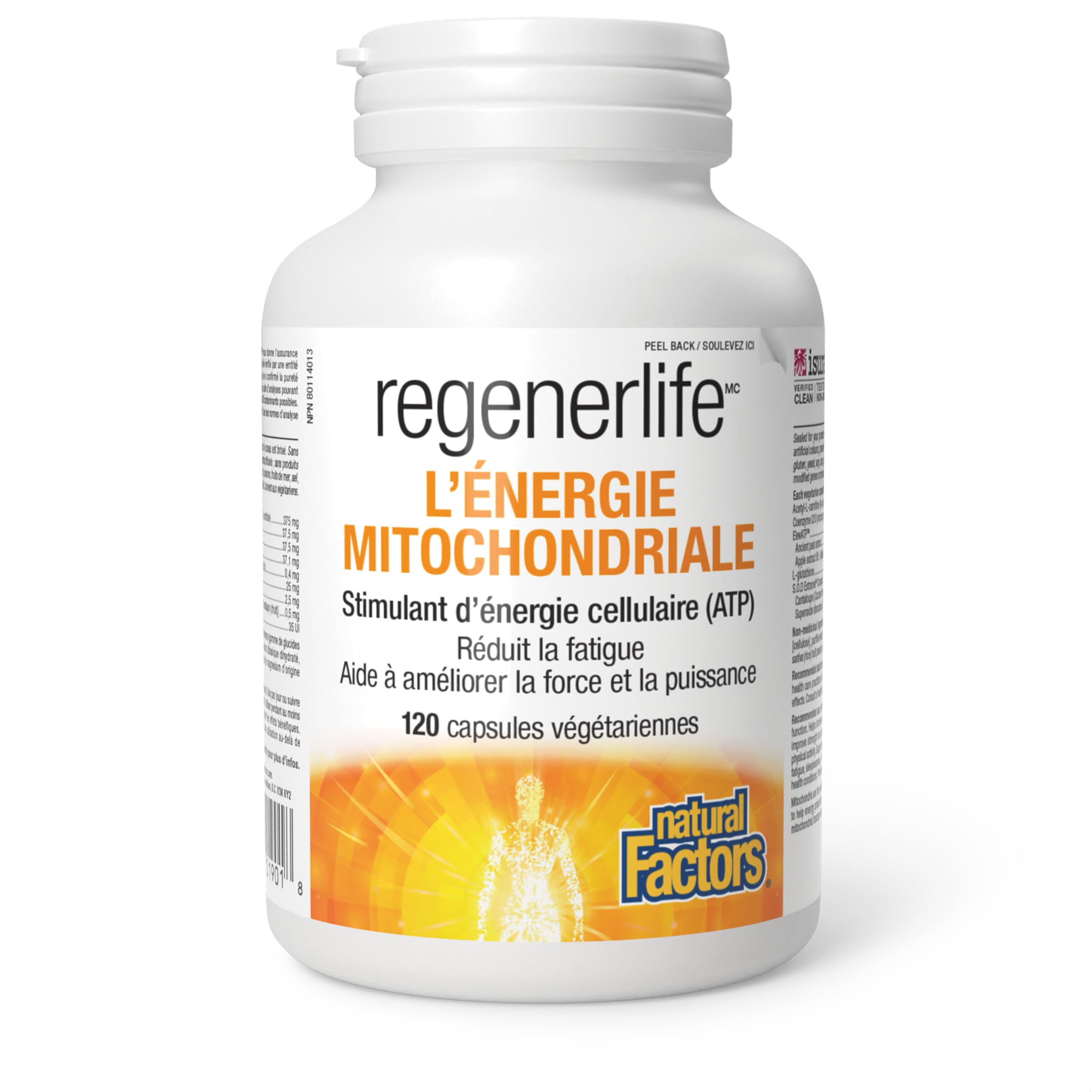 Natural Factors Regenerlife Mitochondrial Energy, 120 vegetarian capsules, Helps Increase Energy Production (ATP) at the Cellular Level, Reduces Fatigue, Contributes to Brain, Muscle & Hearth Health, Includes: Acetyl-L-Carnitine, Coenzyme Q10, L-Glutathio