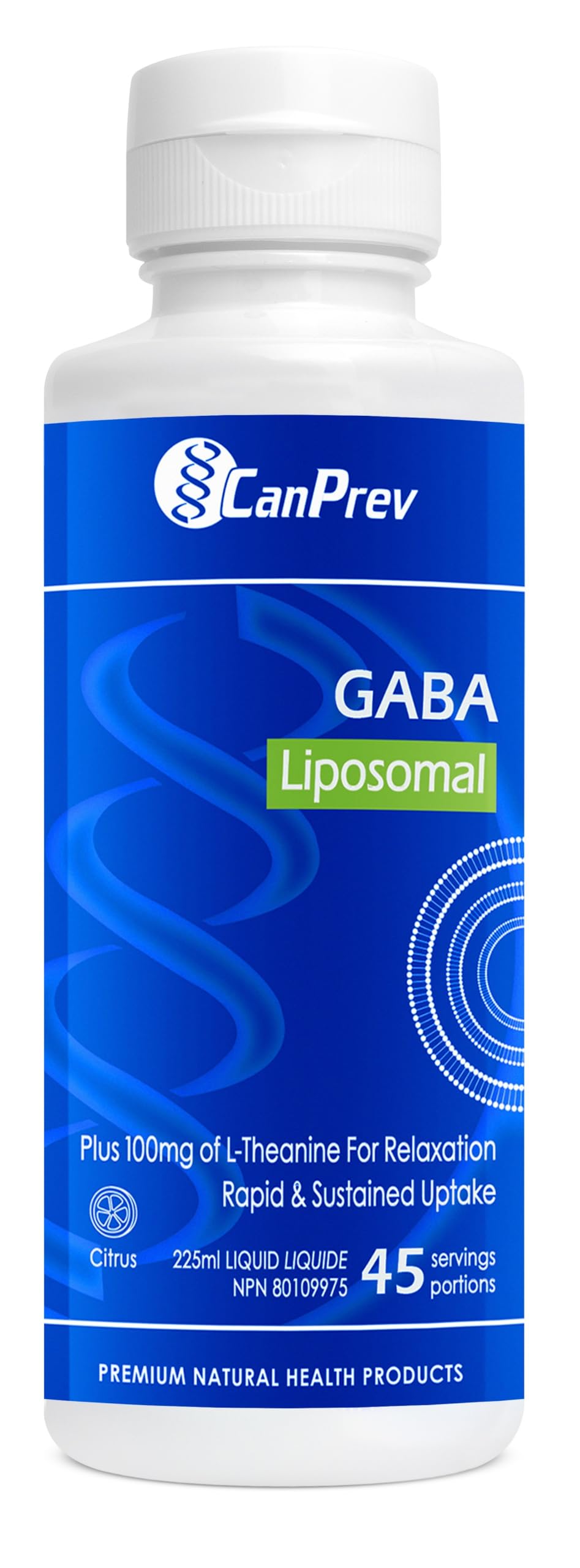 CanPrev Liposomal GABA Supplement, GABA & L-Theanine, Citrus, 45 Servings