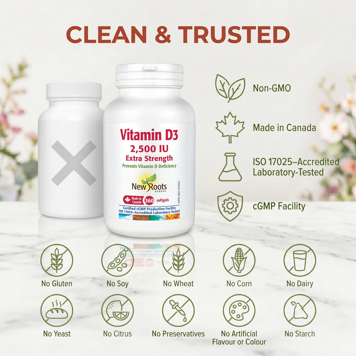 New Roots Herbal - Vitamin D3 2500 IU Extra Strength Softgels