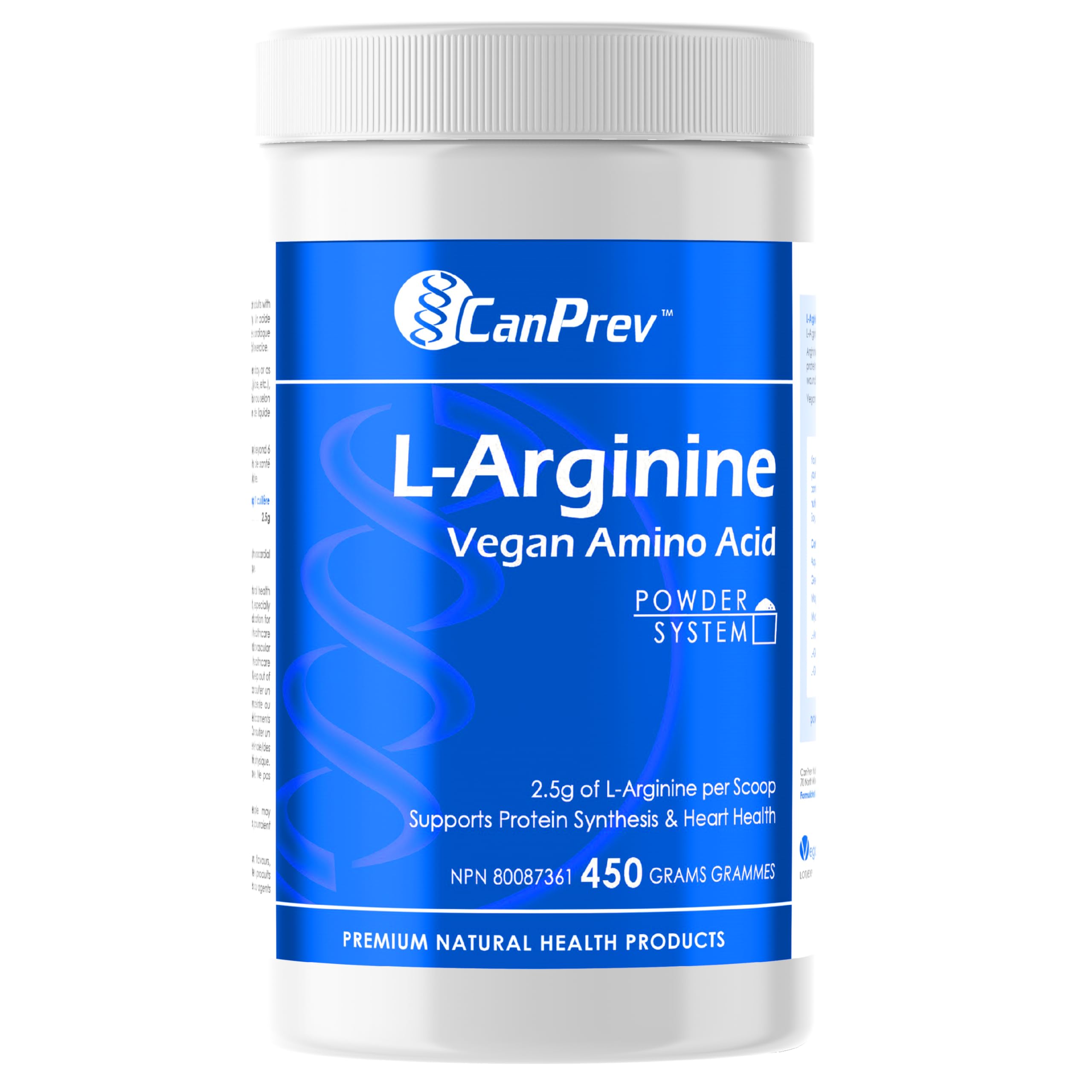 CanPrev L-Arginine Poudre d'Acides Aminés Végétalienne 450g 180 Portions - Soutient la Synthèse Protéique et la Santé Cardiaque - 2.5g de L-Arginine Par Cuillère - Améliore la Performance Athlétique et l'Énergie - Facile à Mélanger Avant l'Entraînement