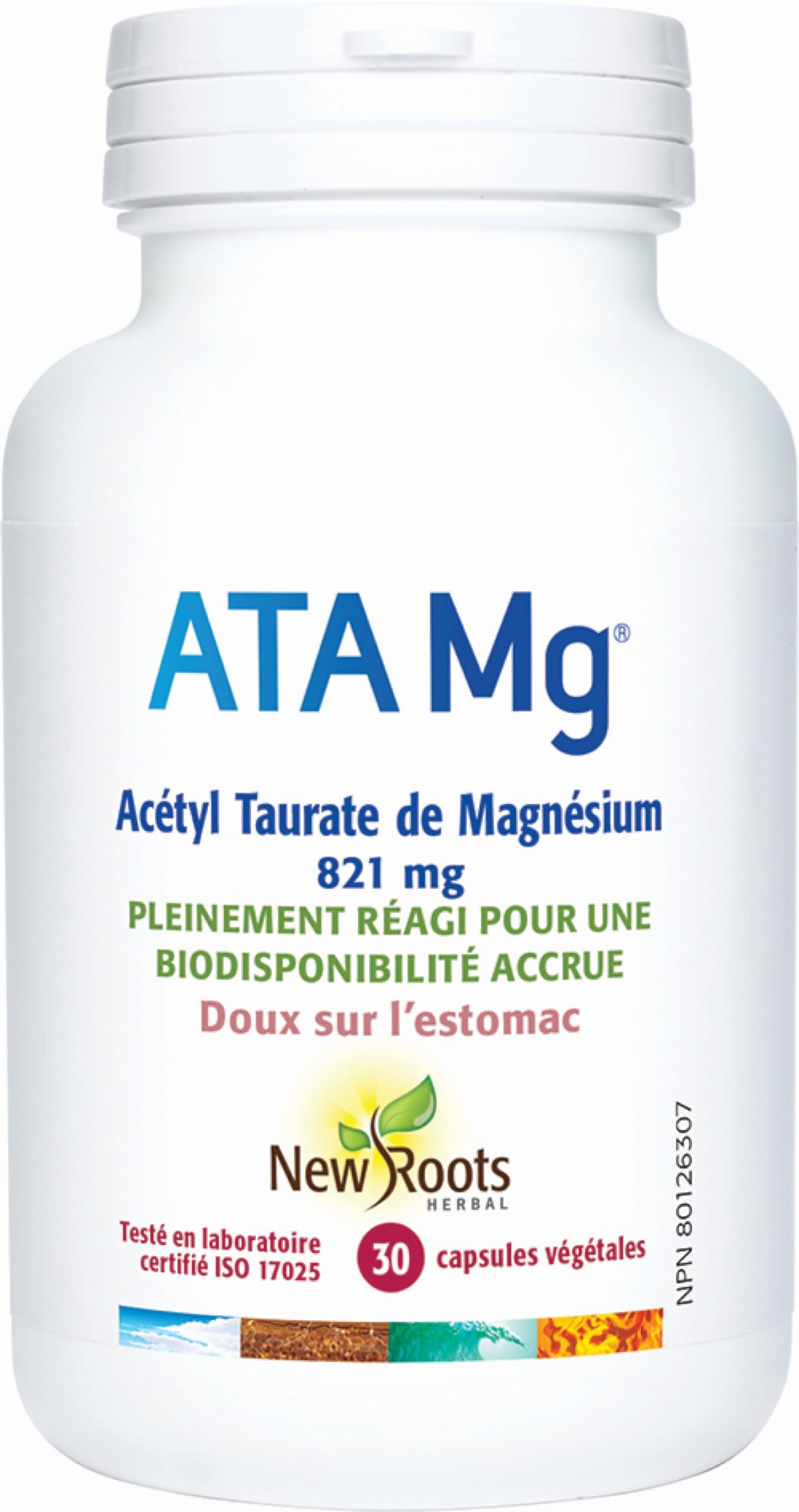 New Roots Herbal ATA Mg Magnesium Acetyl Taurate 821mg 30 Veg Caps 30-Day Supply - Easily Absorbed, Gentle on Digestion, Support Muscle Function, Heart & Nervous System, Promote Restful Night, Non-GMO