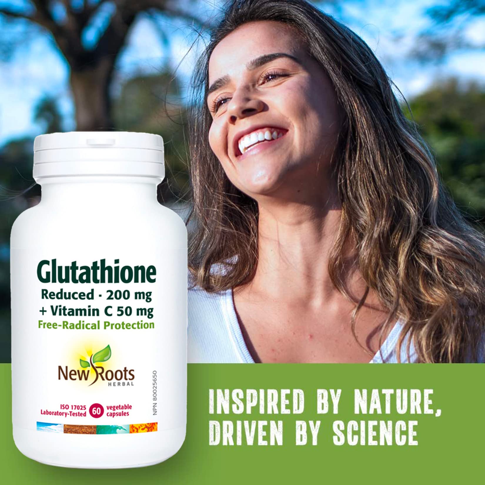 New Roots Herbal - Glutathione Reduced 200mg, 60 Capsules 60-Day Supply - L-Glutathione 200mg Vitamin-C 50mg Capsules - Helps in the Development and Maintenance of Bones, Cartilage, Teeth and Gums