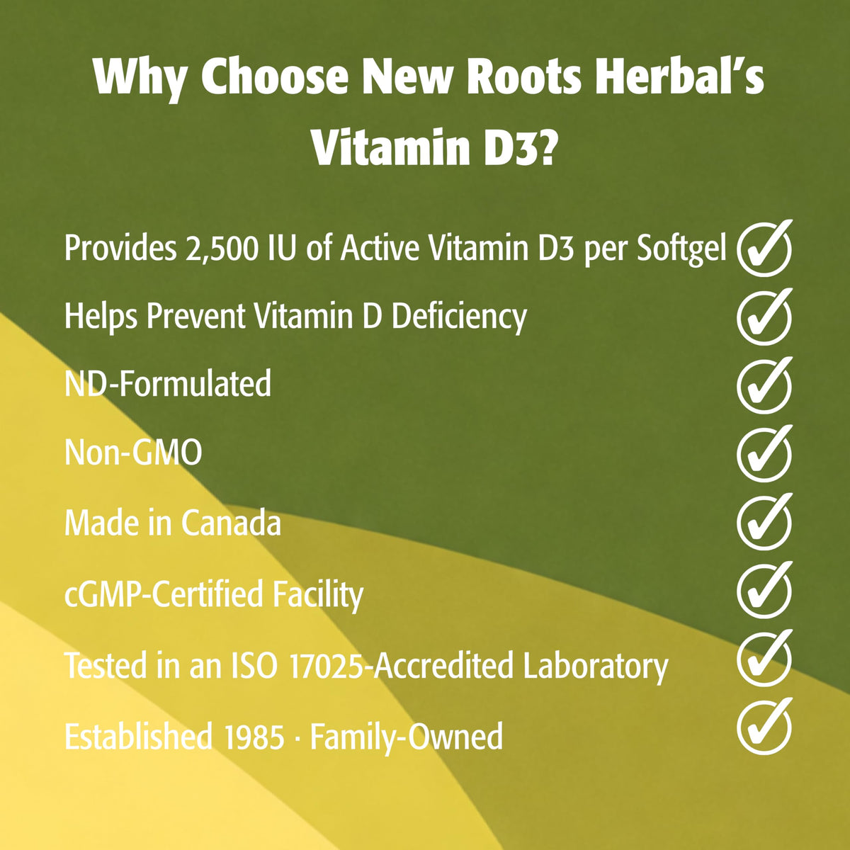 New Roots Herbal - Vitamin D3 2500 IU Extra Strength Softgels