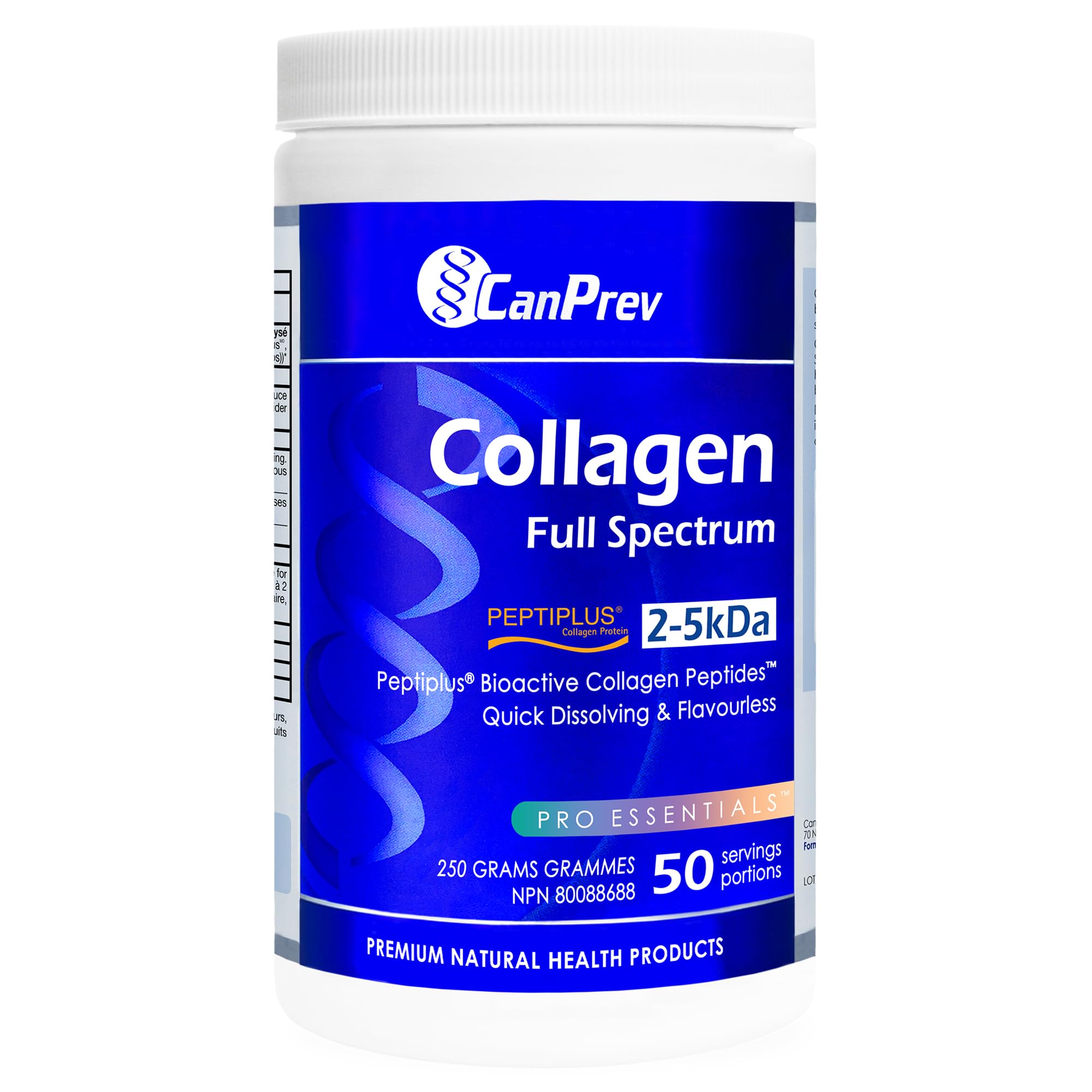 CanPrev Collagen Full Spectrum Peptiplus, 250g Powder 50-Servings - Pure Hydrolyzed Peptides, Optimized for Easy Mixing & Absorption - Bovine Collagen Supporting Joint, Hair, Skin, Nail and Bone