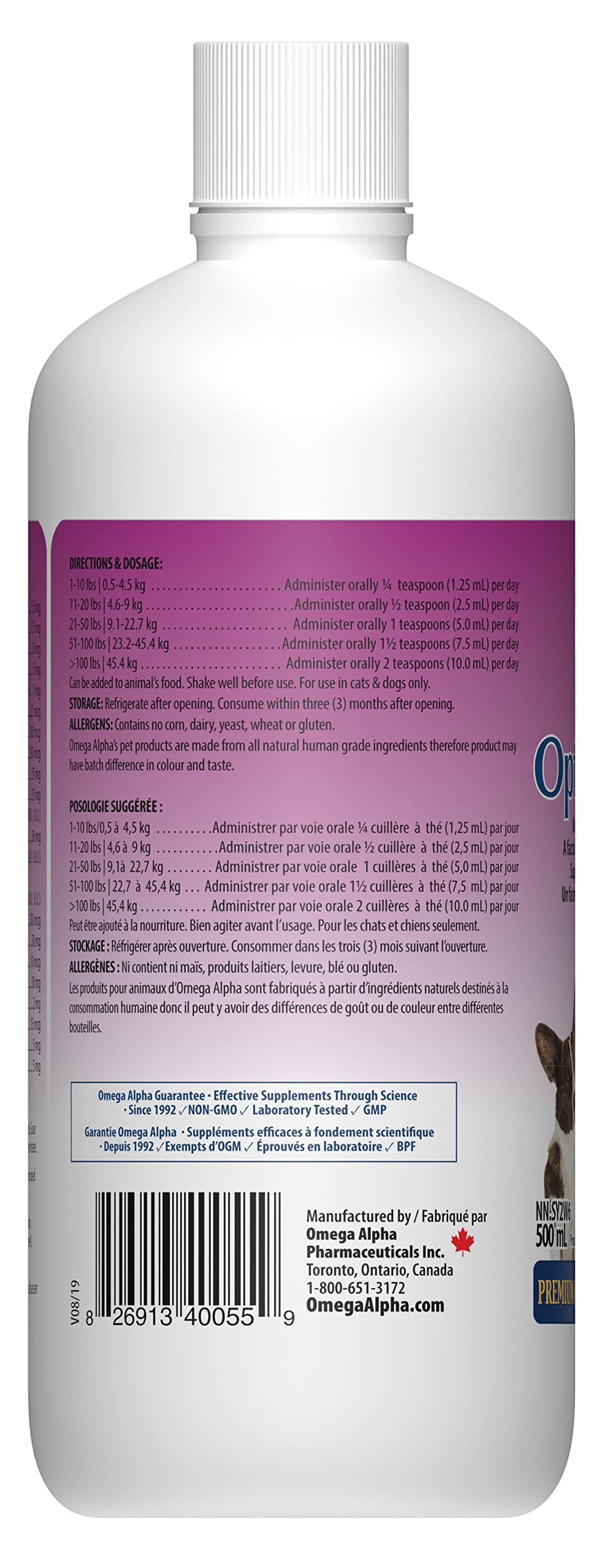 OptiPet Multivitamine Liquide, Compléments pour Chiens, Essentiels pour Chats, Vitamines et Compléments pour Chats et Chiens, Complément Multiminéral pour Animaux de Compagnie, Maintient la Santé Optimale des Animaux, 500 ml, Saveur Pomme