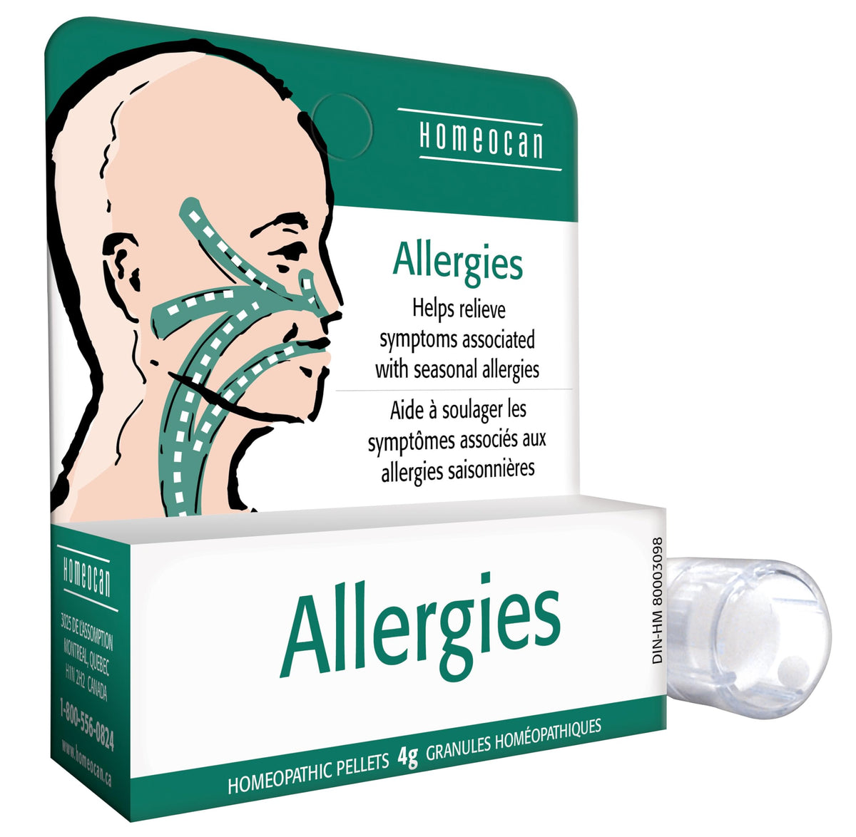 Homeocan Allergy Relief Pellets 4g, Homeopathic Tube for Seasonal Discomfort, Non-Drowsy, Fast-Acting Formula, Gentle & Safe for Adults & Kids, Easy to Use, Travel-Ready, Support Clear Breathing Daily
