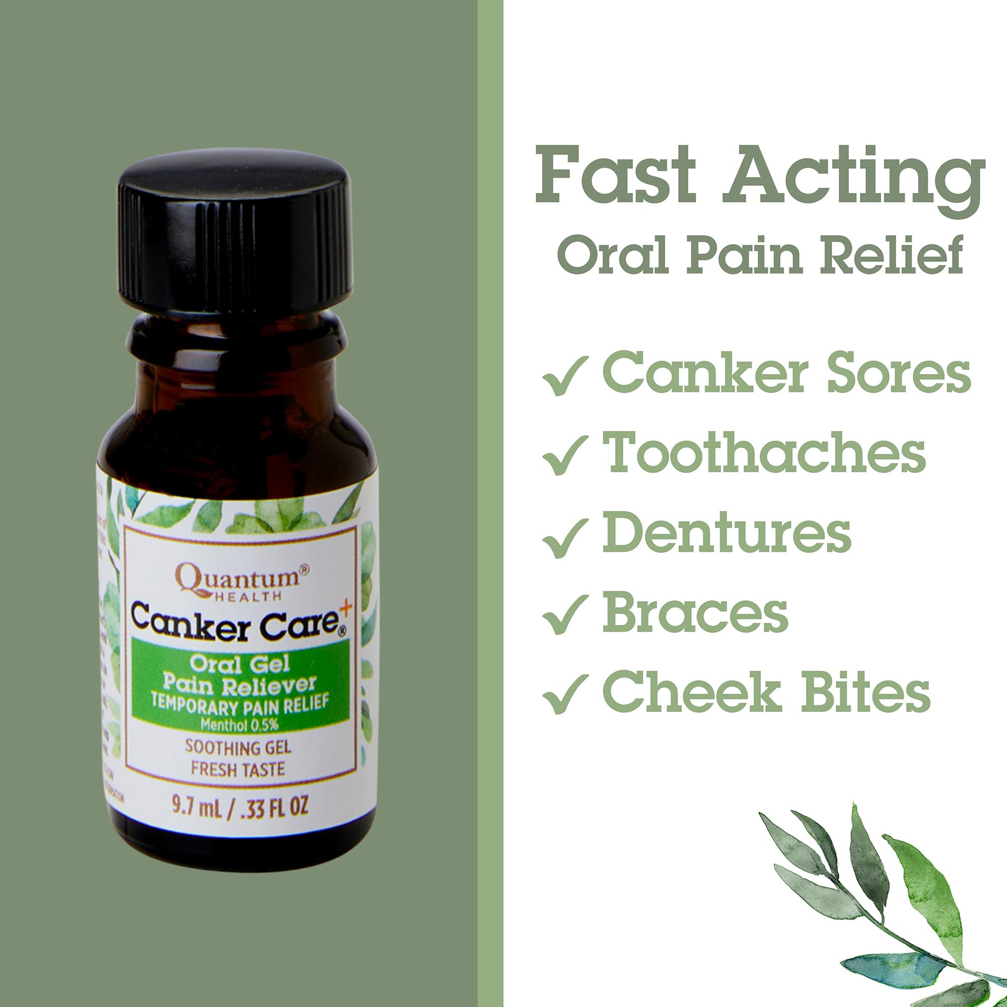 Quantum Health - Gel buccal Canker Care antidouleur, 9,7 ml - Gel protecteur apaisant à base de plantes pour le soulagement temporaire de la douleur associée aux aphtes
