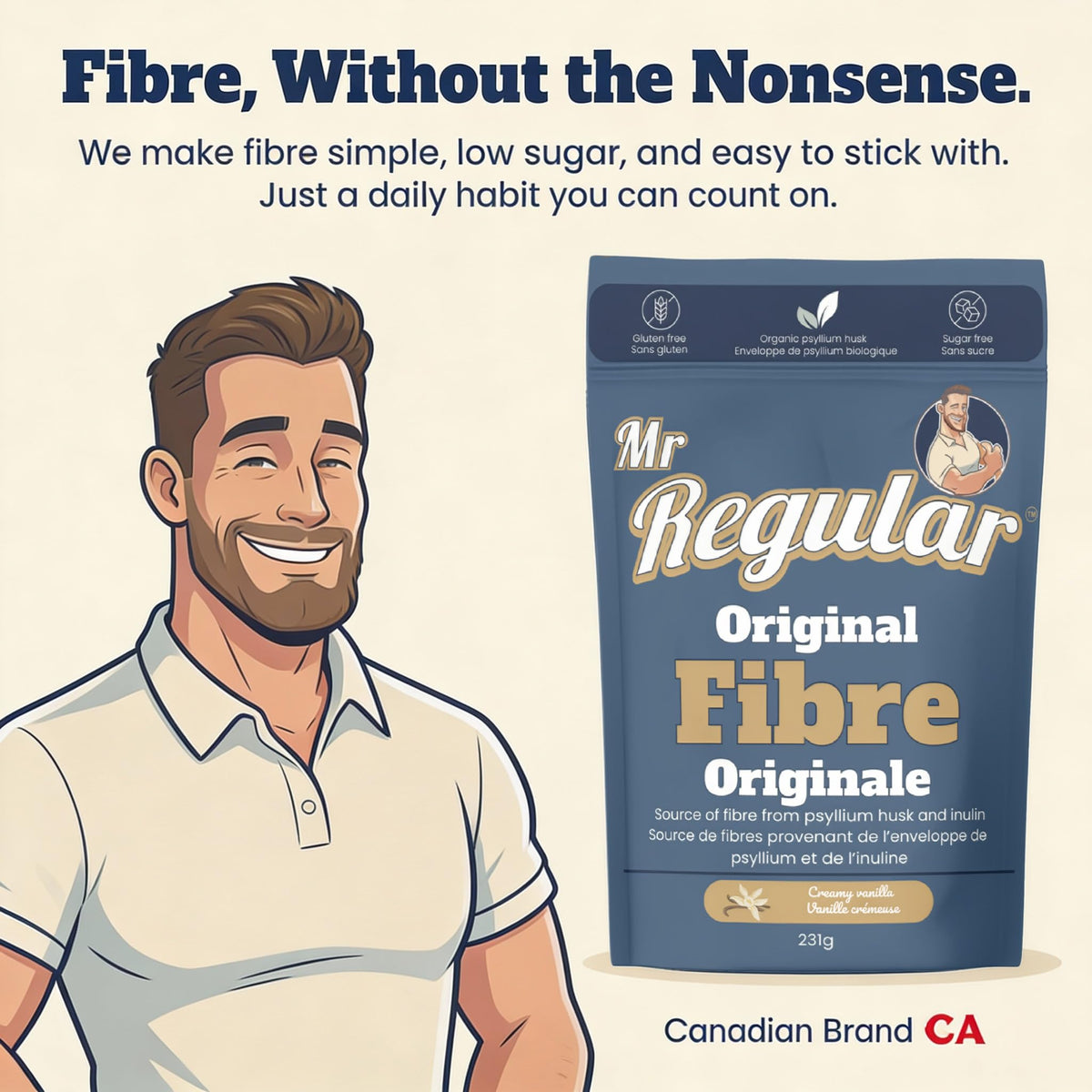 MR. REGULAR Fibre Supplement, Psyllium Husk & Inulin, 231g, 33 Servings