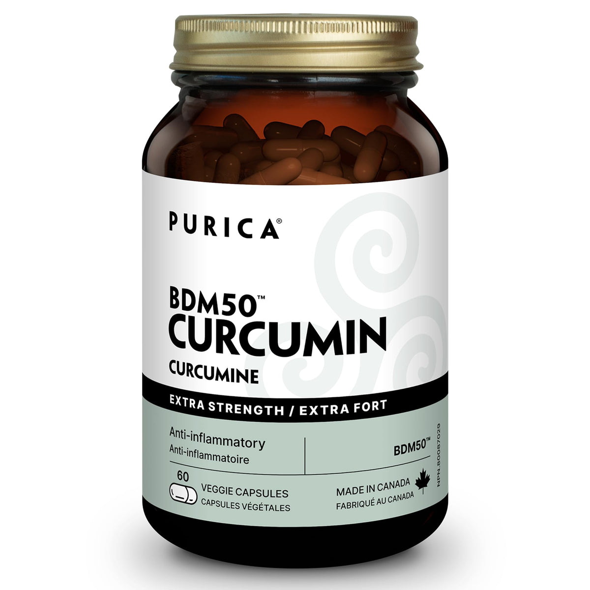 PURICA BDM50 Turmeric Curcumin Capsules, Joint Supplement, 60 Day Supply