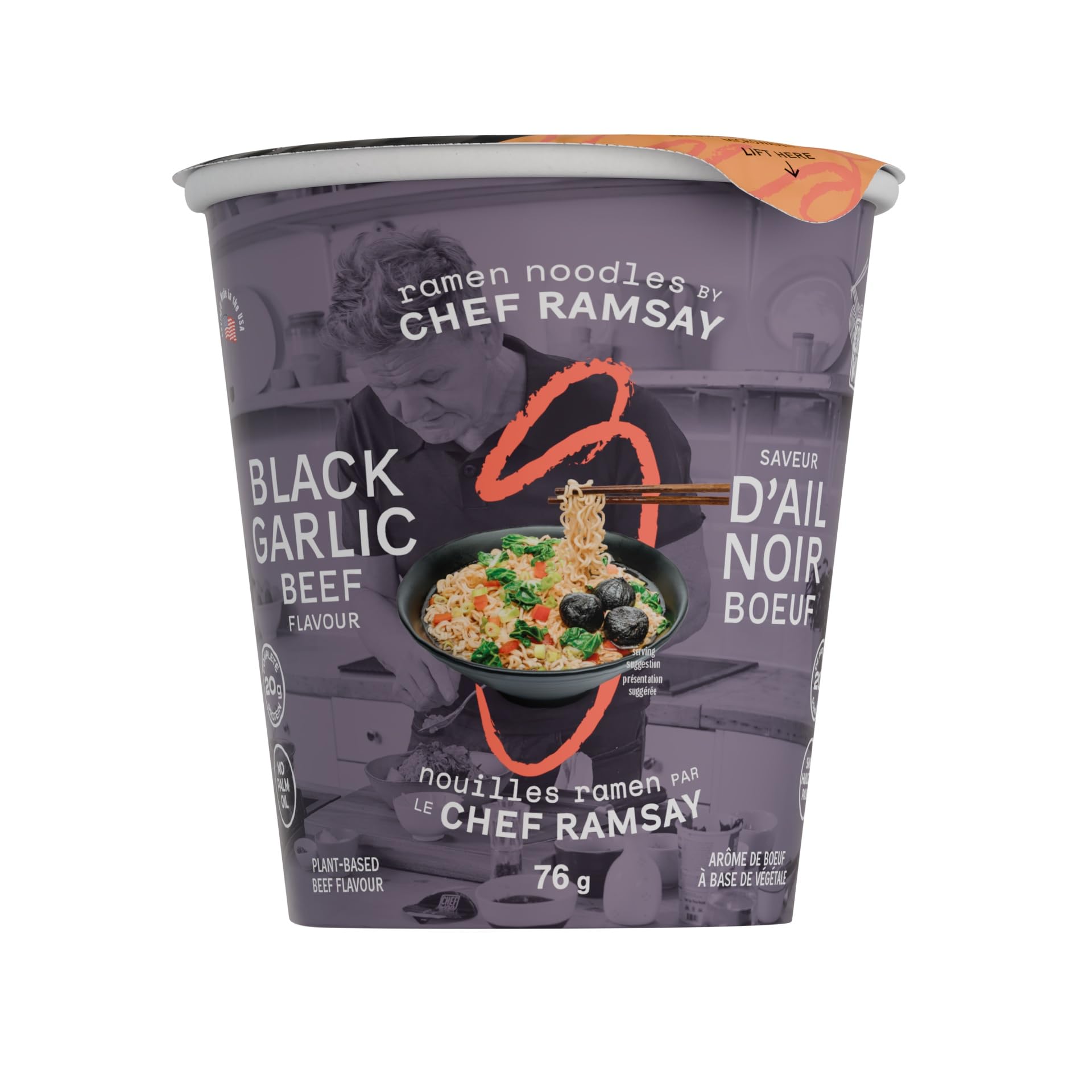 CHEF WOO BLACK GARLIC BEEF BY GORDON RAMSAY RAMEN NOODLES (PACK OF 6) | Made with Organic Ramen Noodles | Plant Based Protein | Certified Vegetarian, Vegan | Made with better for you ingredients| Amazing flavour