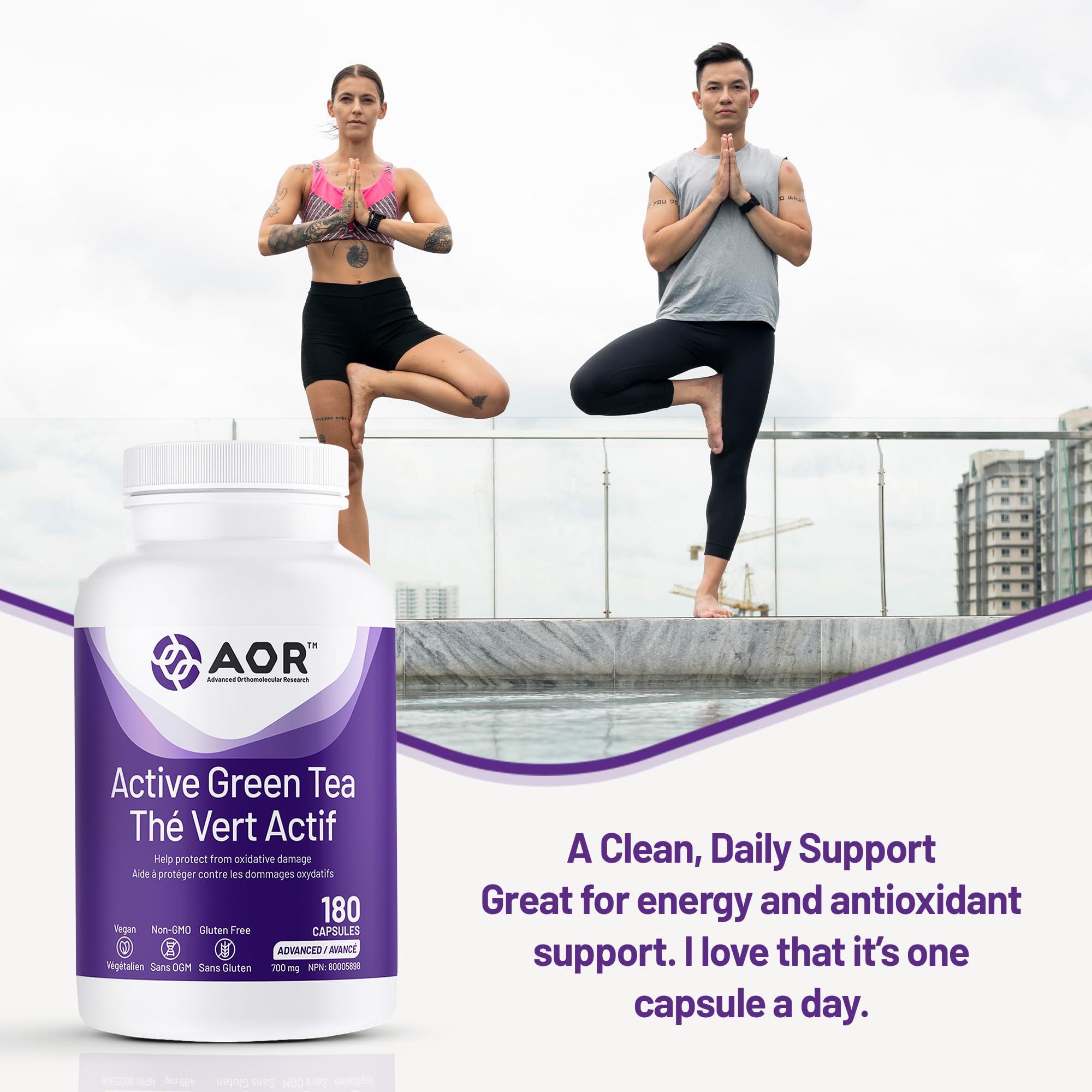 AOR Thé Vert Actif 700mg, 180 Gélules, 60 Jours d'Approvisionnement - Puissant Supplément d'Extrait de Thé Vert EGCG pour le Soutien Hépatique et Digestif et la Santé Cardiovasculaire - Formule Antioxydante Végane, Sans OGM et Sans Gluten