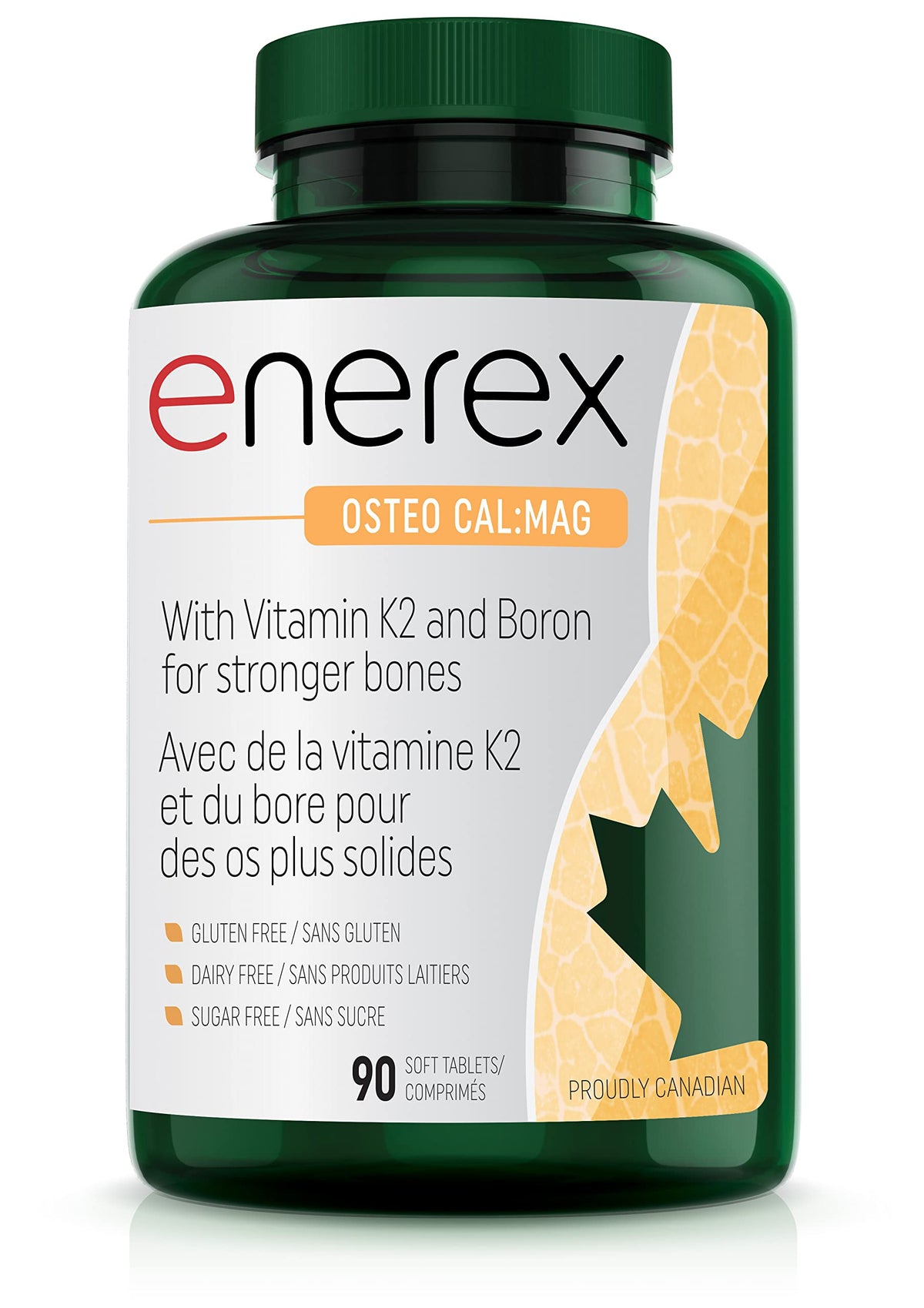 Enerex Osteo Cal:Mag - Superior Bone Support with 1:1 Chelated Calcium & Magnesium + Microencapsulated K2 MK-7, D3, Bamboo Silica & Boron - Organic Kale Base - Dairy-Free, Gluten-Free, Natural Formula