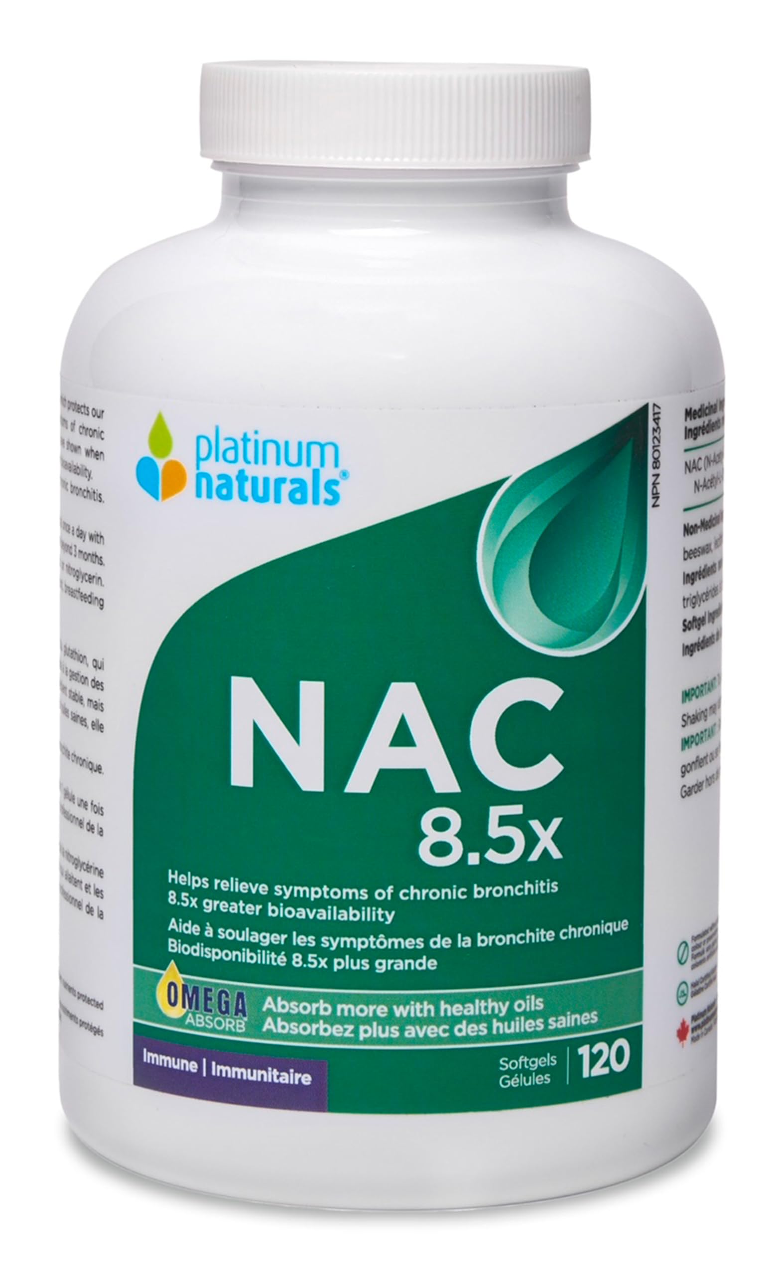 Platinum Naturals NAC 8.5x 600mg, 120 Softgels - Enhanced N-Acetyl-L-Cysteine Formula - Pure NAC Supplement, Maintaining Antioxidant Levels - Supports Immune System and Liver Functions