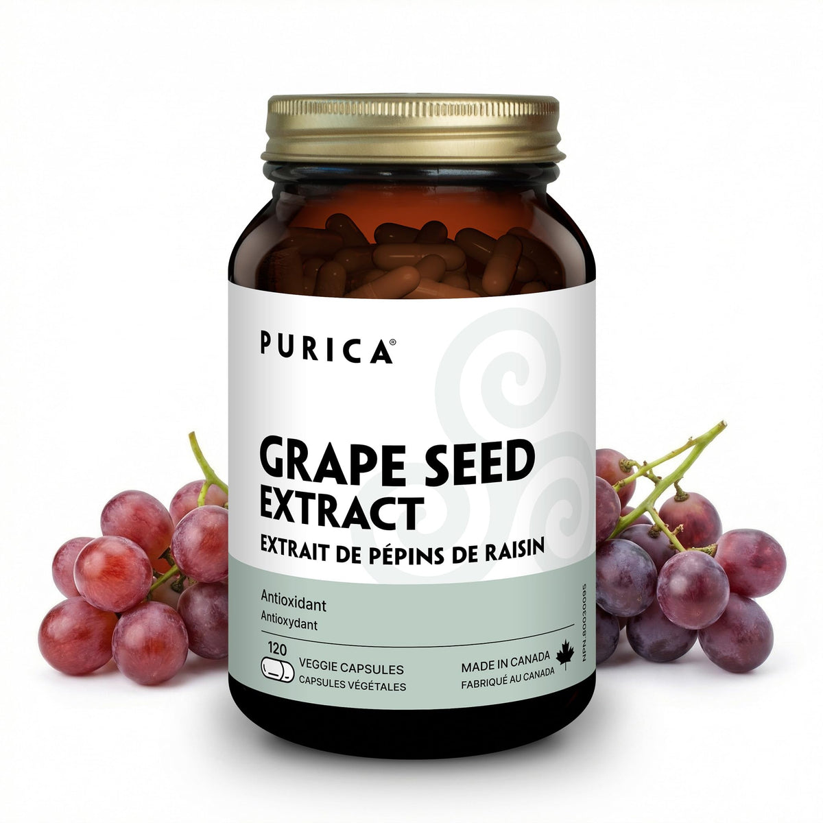 PURICA Grape Seed Extract, 150 mg, 120 Caps, 60 Day Supply, Made in Canada