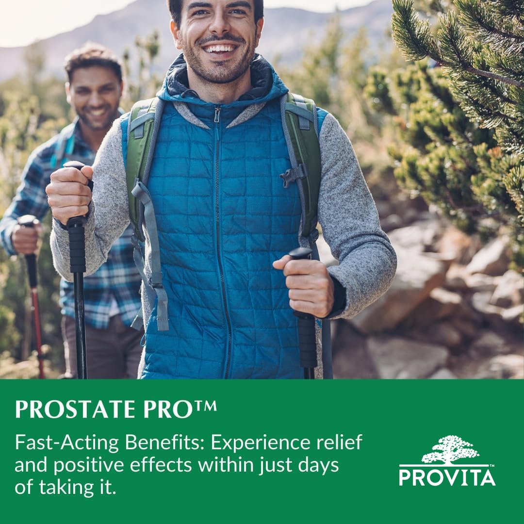 Prostate Pro™ - Soulagement de la prostate par Provita | Soutient la santé et la fonction de la prostate | Soulage les mictions nocturnes douloureuses et fréquentes | Suppléments pour la prostate pour hommes | 60 gélules