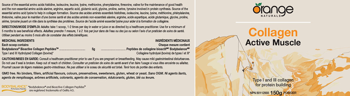 Orange Naturals Collagen Active Muscle, Collagen Powder, 5g, Orange, 150g