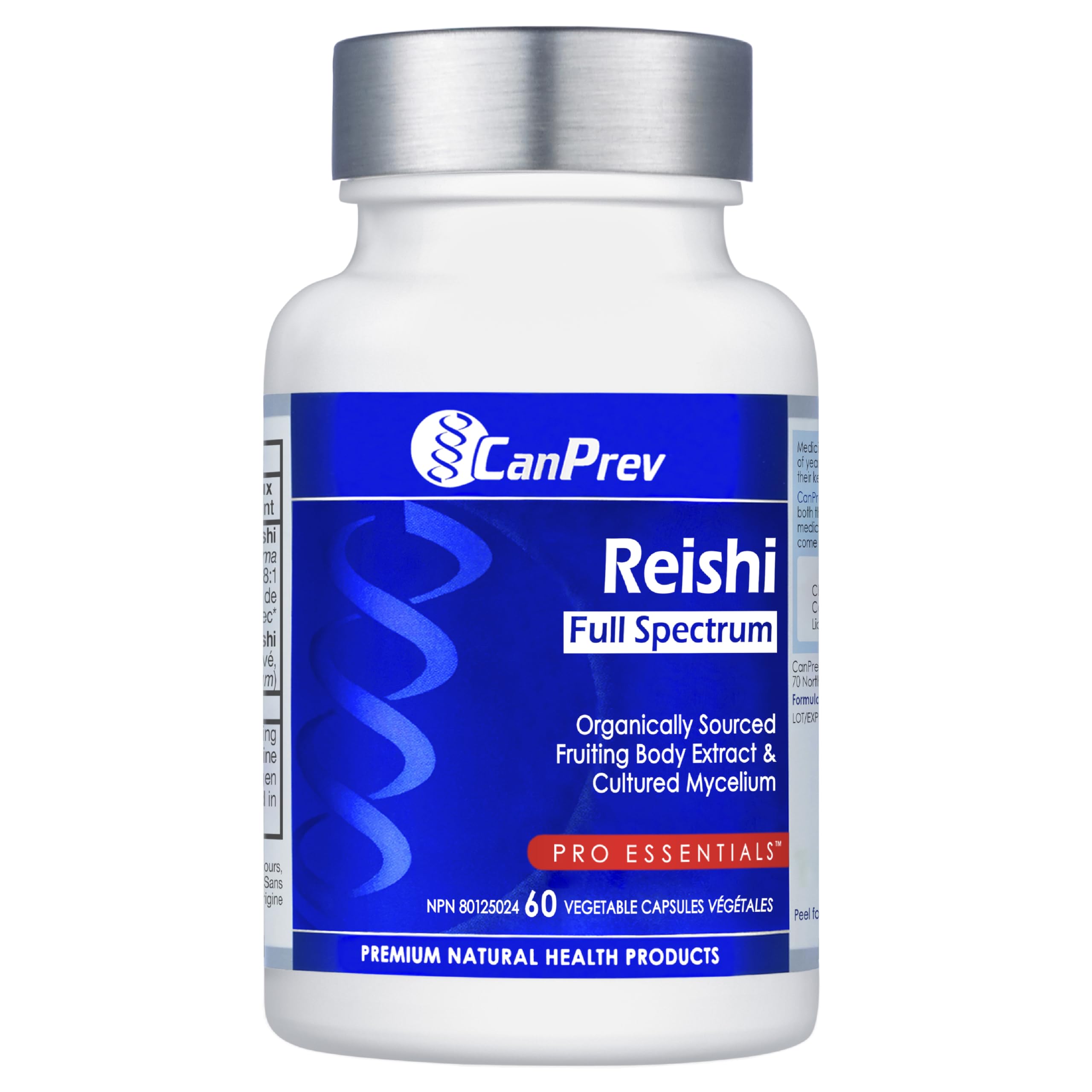 CanPrev Reishi Full Spectrum Mushroom Supplement, 60 Veg Capsules 60-Day Supply with Fruiting Body & Mycelium, Supports Restful Nights & Natural Wellness, Vegan, Free from GMO, Gluten, Sugar & Dairy
