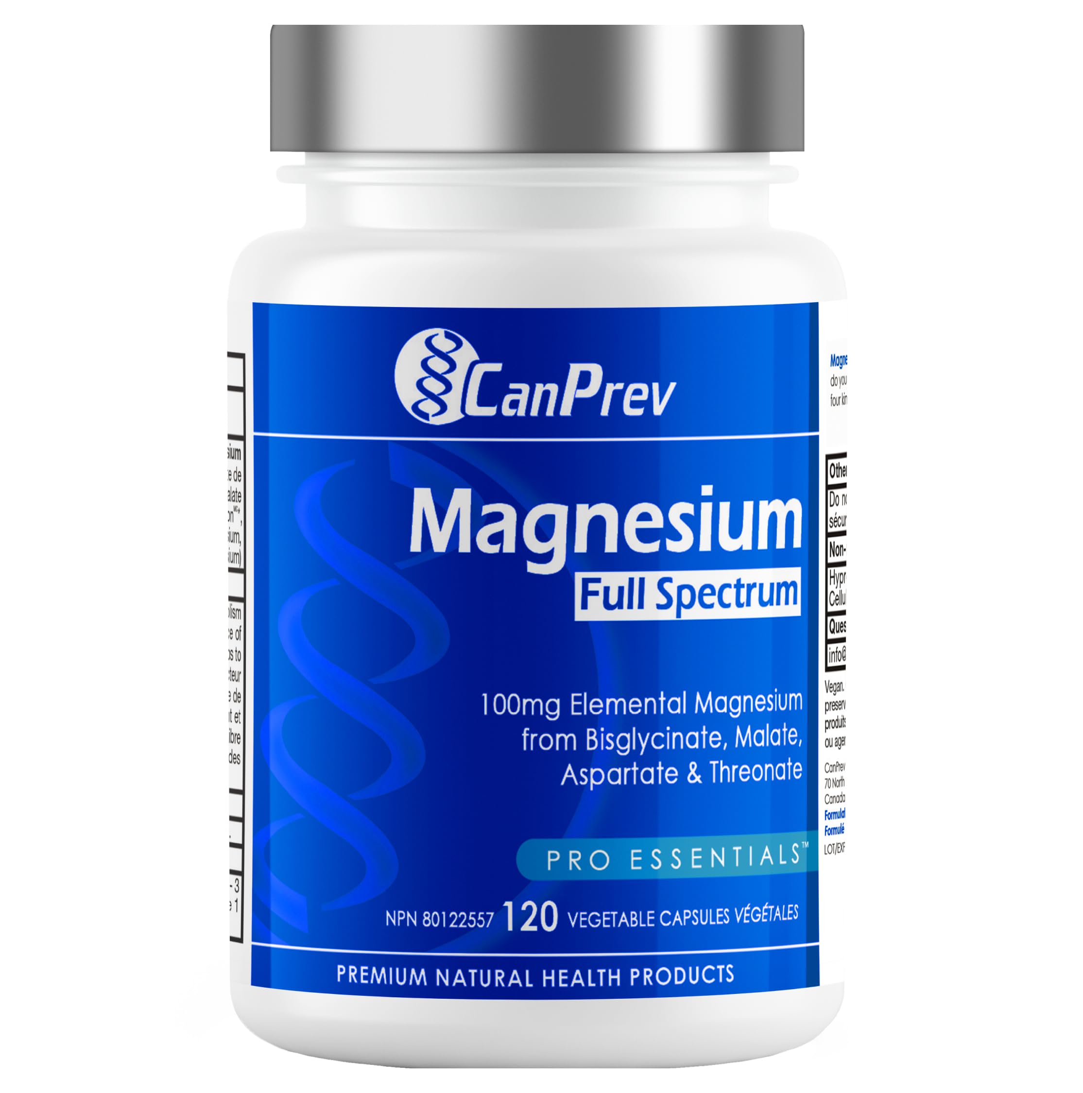 CanPrev Magnesium Full Spectrum 120 Vegan Capsules 120-Day Supply - Support for Sleep & Relaxation, Bone Density, Muscle Function, Electrolyte Balance - Pure, High-Absorption Magnesium Bisglycinate