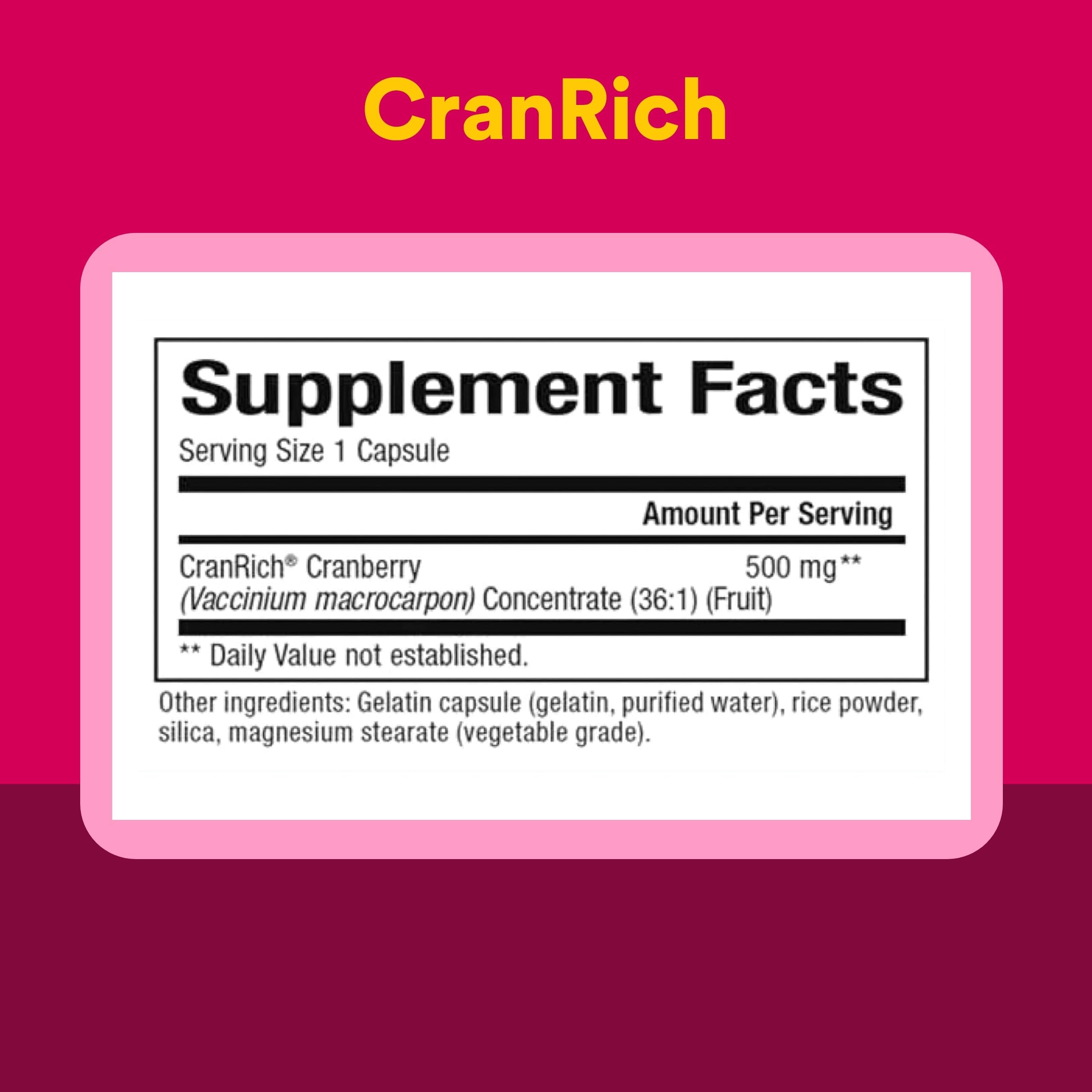 Natural Factors - CranRich Super Strength Cranberry Concentrate 500mg, Supports Urinary Tract Health, 90 Capsules
