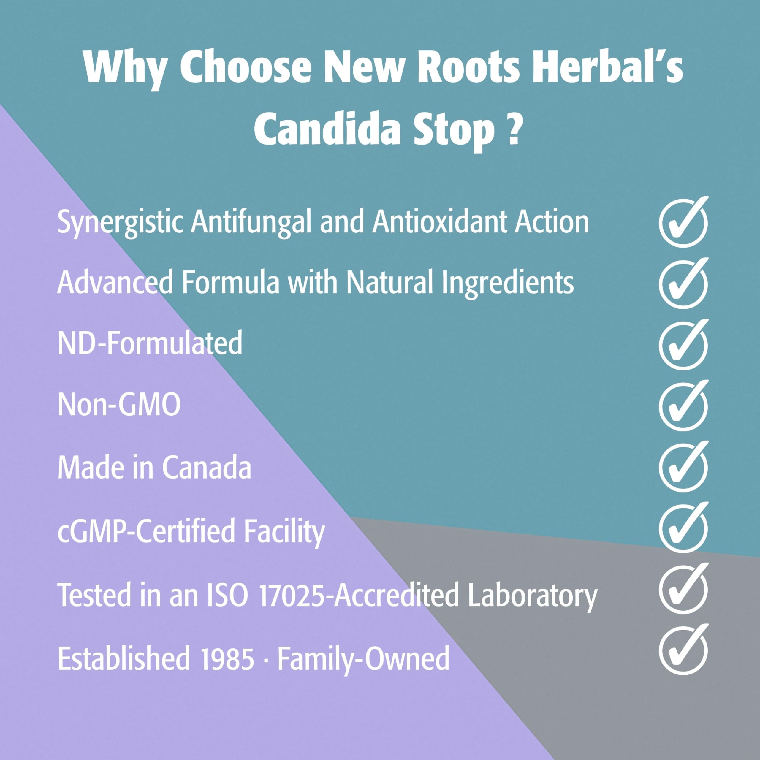 New Roots Herbal - Candida Stop, 90 gélules végétales - Supplément de nettoyage de la candidose - Favorise la santé digestive, améliore les affections cutanées, soutient la santé cérébrale et réduit les envies de sucre