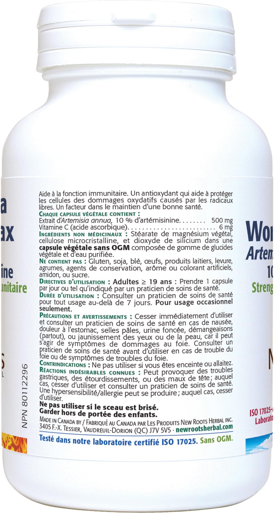 New Roots Herbal - Armoise Annuelle Max, 60 capsules - Artemisia annua 500 mg - 10 % d'artémisinine avec vitamine C 6 mg - Soutient la fonction du système immunitaire et favorise l'équilibre - Complément alimentaire pour adultes
