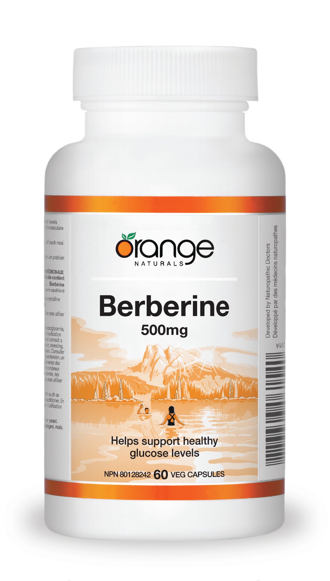 Orange Naturals - Berberine 500mg, 60 gélules (30 jours d'approvisionnement) - La berbérine aide à soutenir des niveaux de glucose sains, des niveaux de cholestérol sains et la santé cardiovasculaire - Végane et sans OGM - Soutien métabolique naturel