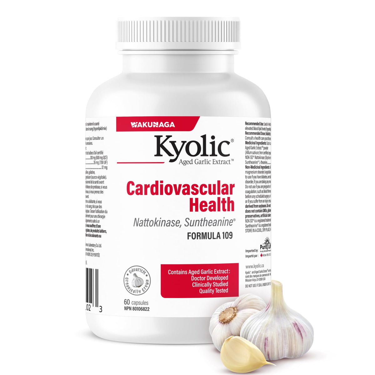 Kyolic Aged Garlic Extract, Nattokinase, Cardiovascular Health, 60 Capsules