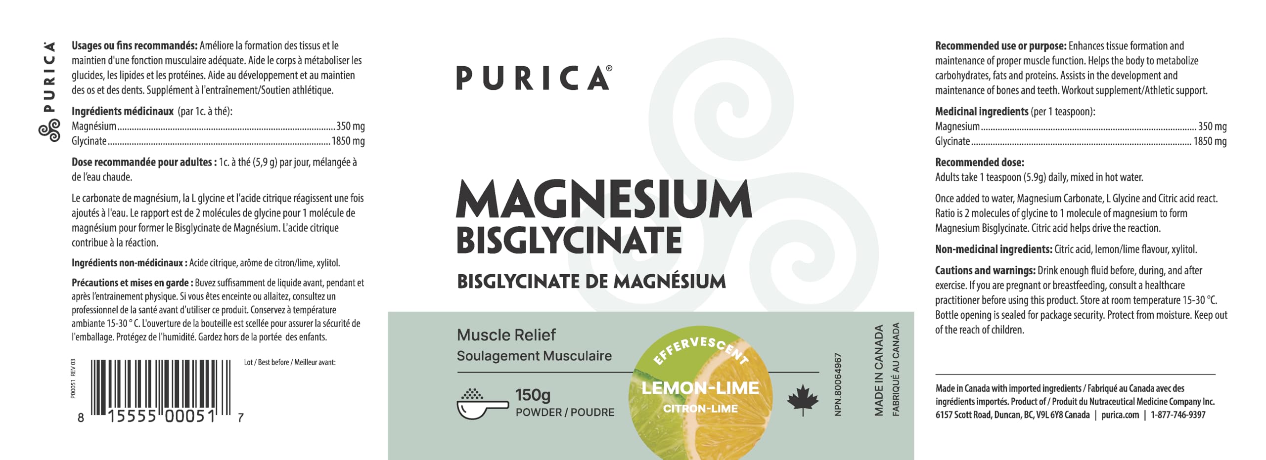 PURICA - Magnésium Effervescent - Citron/Lime