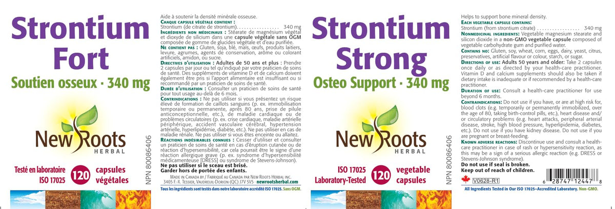 New Roots Herbal Strontium Strong, 340 mg, 120 Capsules, 60-Day Supply