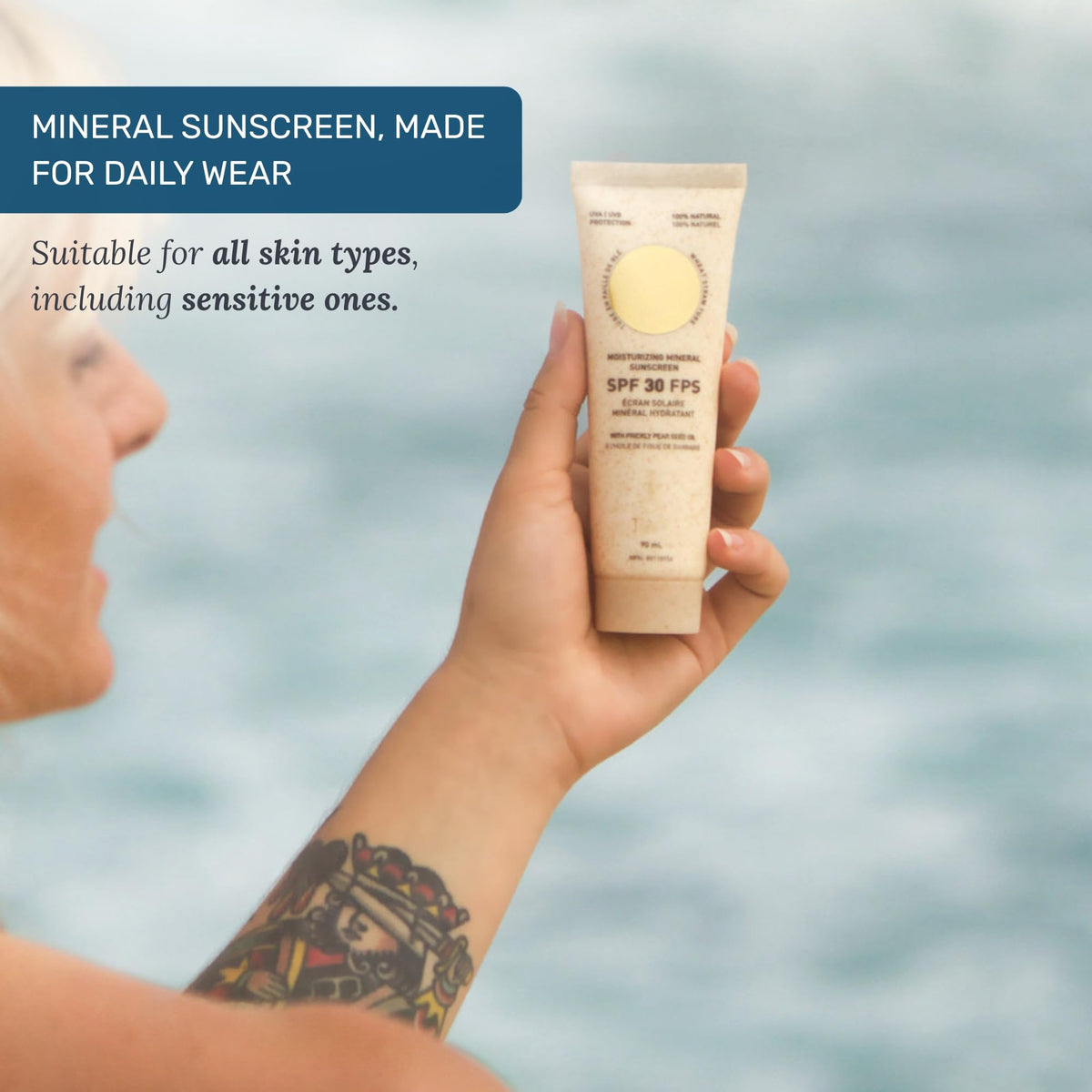 TANIT Moisturizing Mineral Sunscreen SPF 30, 90ml – Broad Spectrum UVA/UVB Defense with Prickly Pear Seed Oil – Lightweight, Water-Resistant, Unscented, Vegan Cream for Daily Face & Body Protection