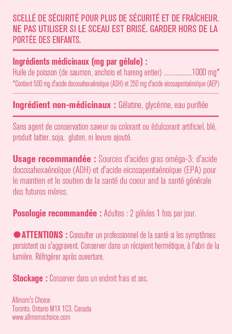 All Mom's Choice - Oméga 3 prénatal à haute teneur en DHA - 90 capsules molles