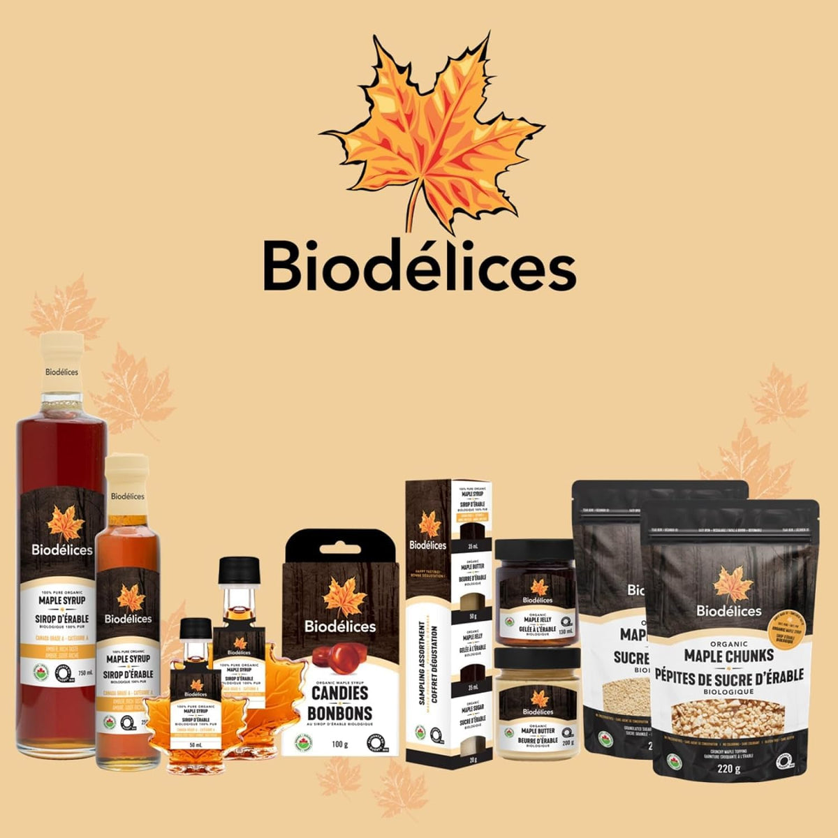 Biodélices Pure Organic Maple Syrup 250 mL, Canada Grade A Amber, Quebec