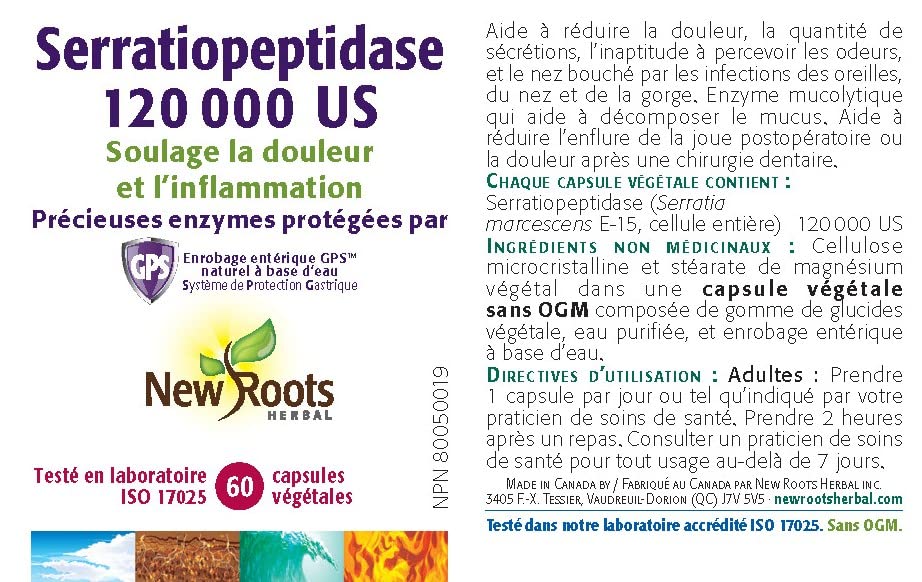 New Roots Herbal Serrapeptase Capsules, 120,000 SU, 60-Day Supply