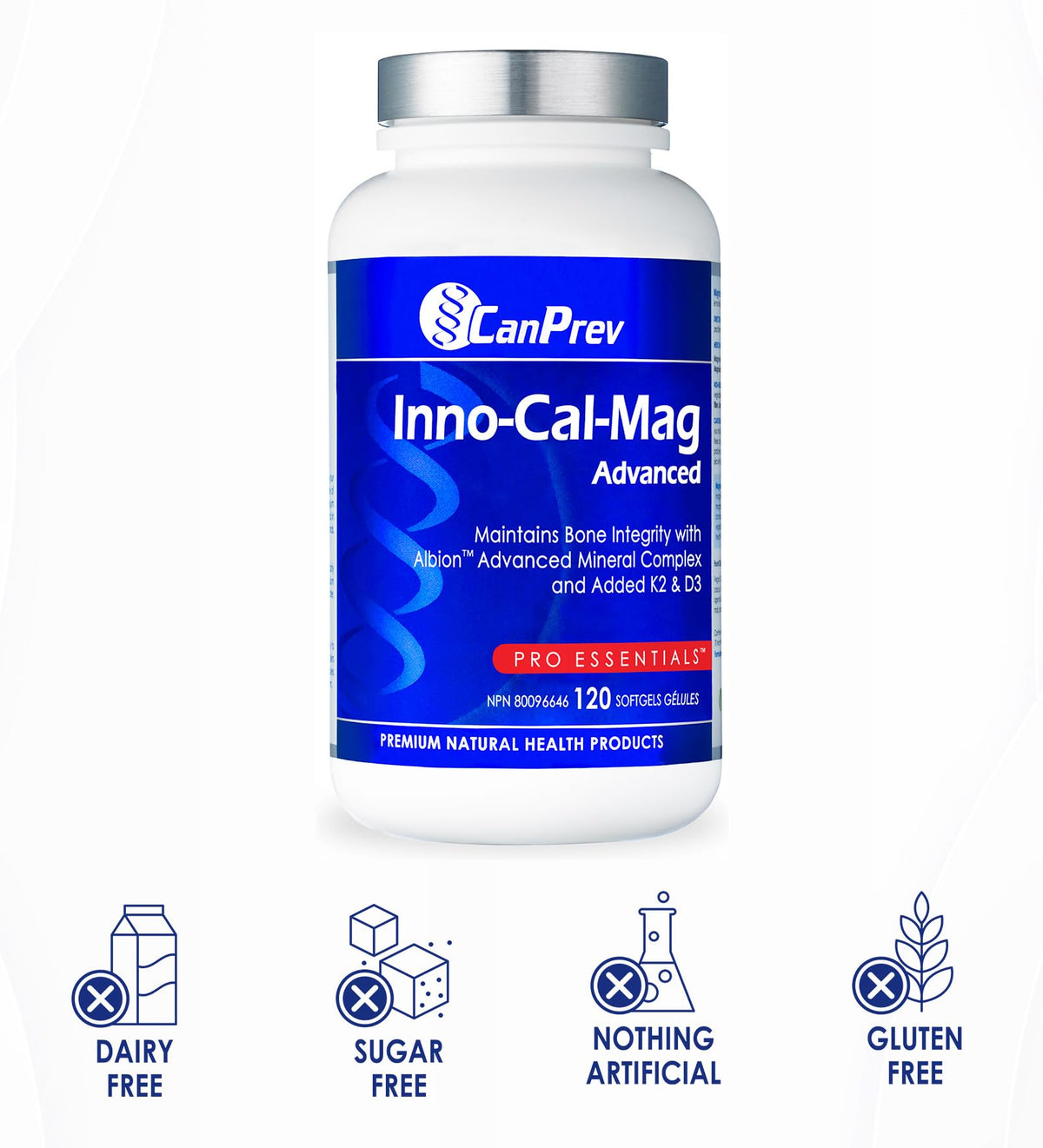 CanPrev Inno-Cal-Mag Calcium Magnesium Bisglycinate Softgels, 120 Softgels