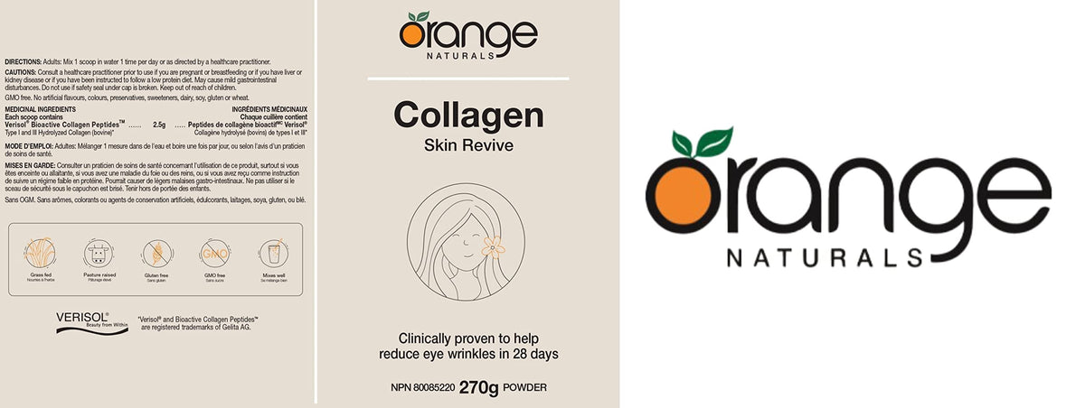 Orange Naturals Skin Revive Collagen Powder for Women, Gluten Free, 270g