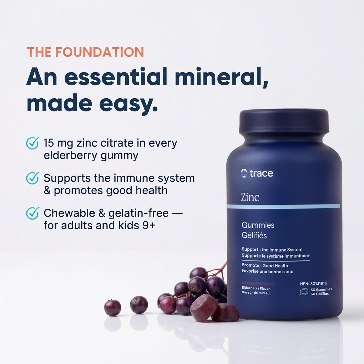 Trace Minerals Zinc Gummies for Adults, Zinc Supplements, 60 Gummies
