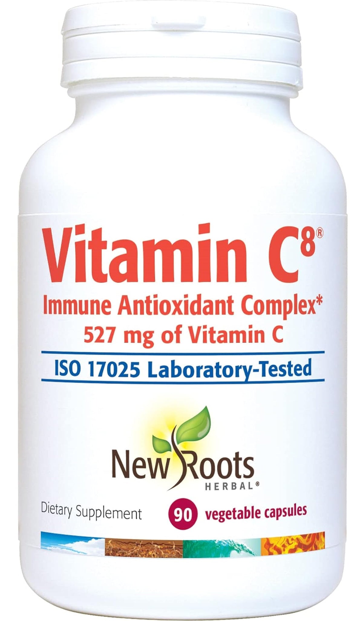 New Roots Herbal Vitamin C⁸ 90 Veg Capsules, 45-Day Supply - 8 Active Forms of Buffered Vitamin C with Zinc & Green Tea Extract for Enhanced Absorption, Antioxidant Support, Non-GMO, Made in Canada