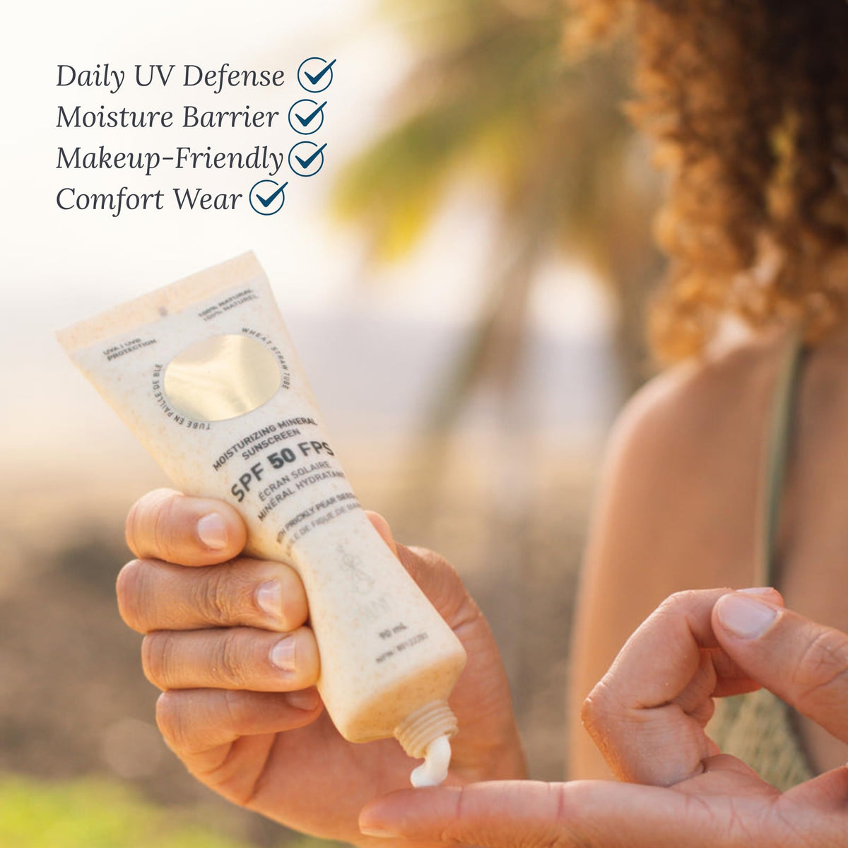 TANIT Moisturizing Mineral Sunscreen SPF 50, 90ml – Broad Spectrum UVA/UVB Defense with Prickly Pear Seed Oil – Lightweight, Water-Resistant, Vegan Cream for Daily Face & Body Protection