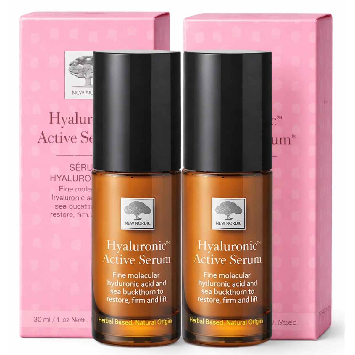 New Nordic Hyaluronic Active Serum, Fragrance Free & Vegan, 30 ml, 2 Pack