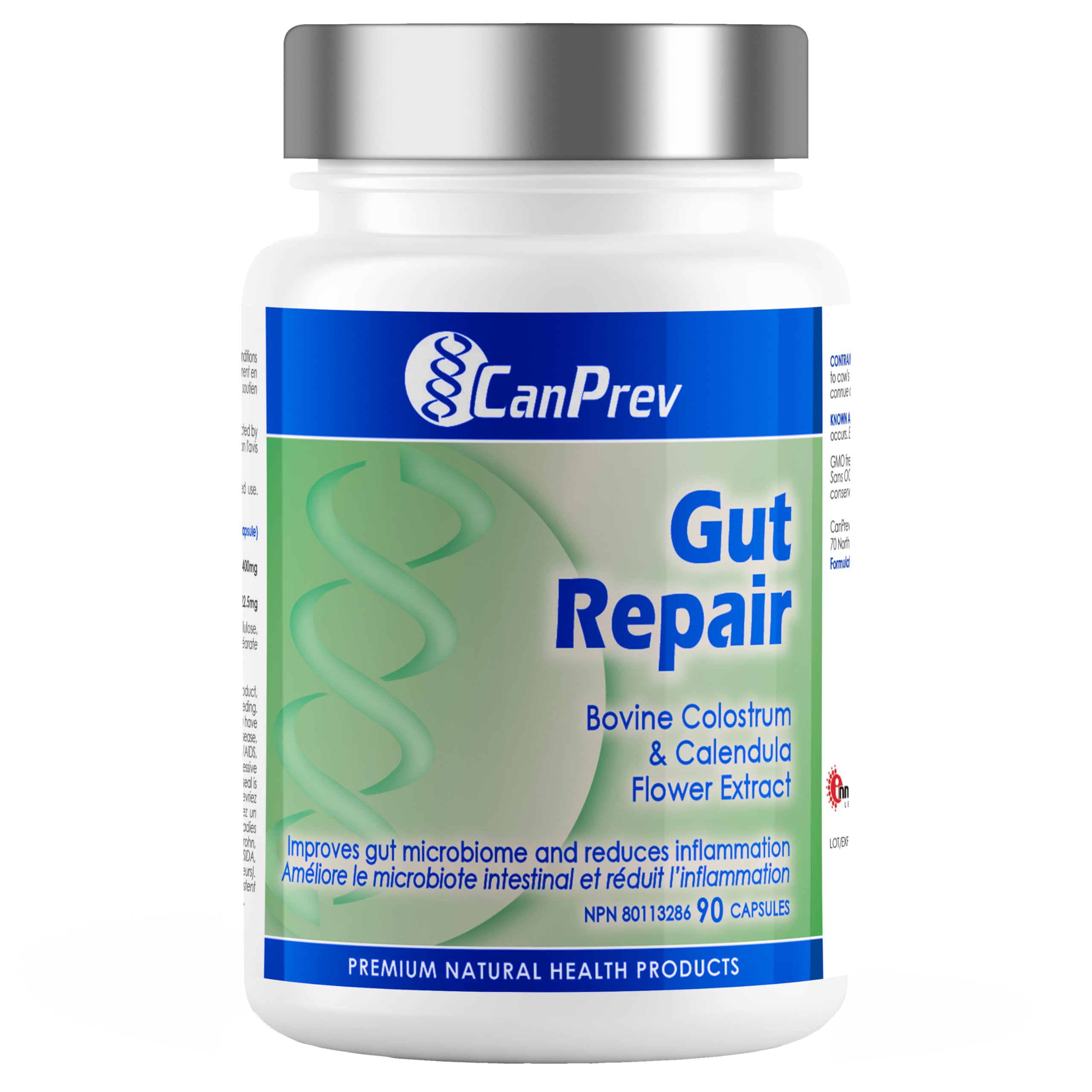 CanPrev - Gut Repair, 90 Capsules 45-Day Supply - Bovine Colostrum & Calendula Flower Extract - Dietary Supplement with Digestive Enzymes for Gut Maintenance - Non-GMO and Gluten-Free