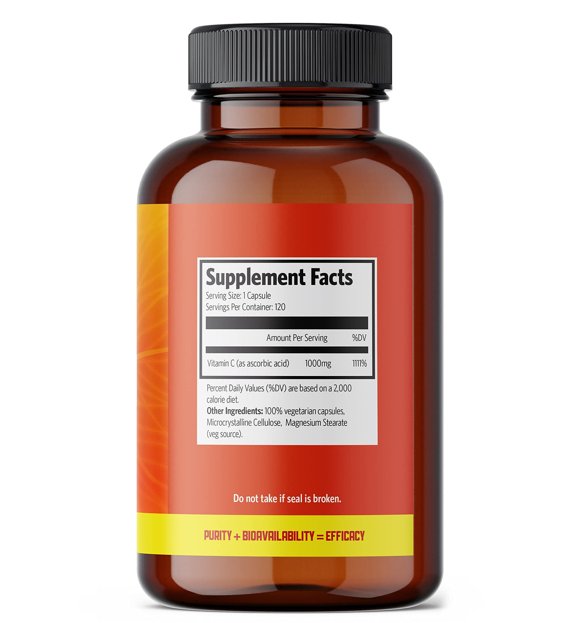 Pure Lab Vitamins | Vitamin C 1000mg | 120 Vegi Capsules | Ascorbic Acid Vitamin C Supplement | Immune System Support & Antioxidant Supplement | Vitamin C Capsules 1000mg | Natural Vitamin C Supplement
