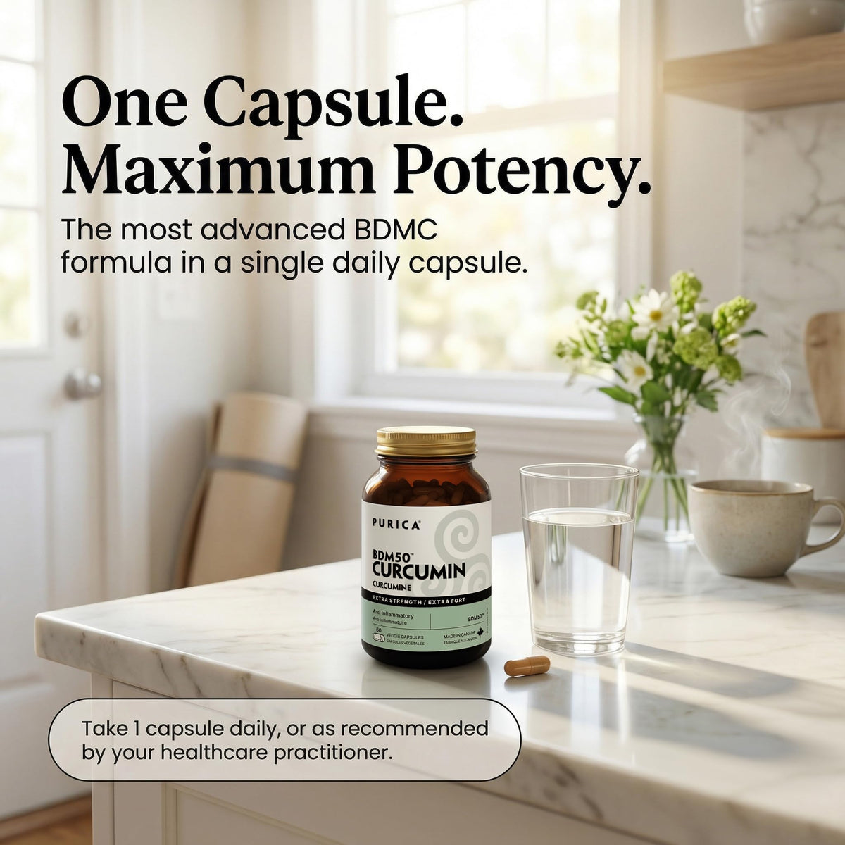 PURICA BDM50 Turmeric Curcumin Capsules, Joint Supplement, 60 Day Supply