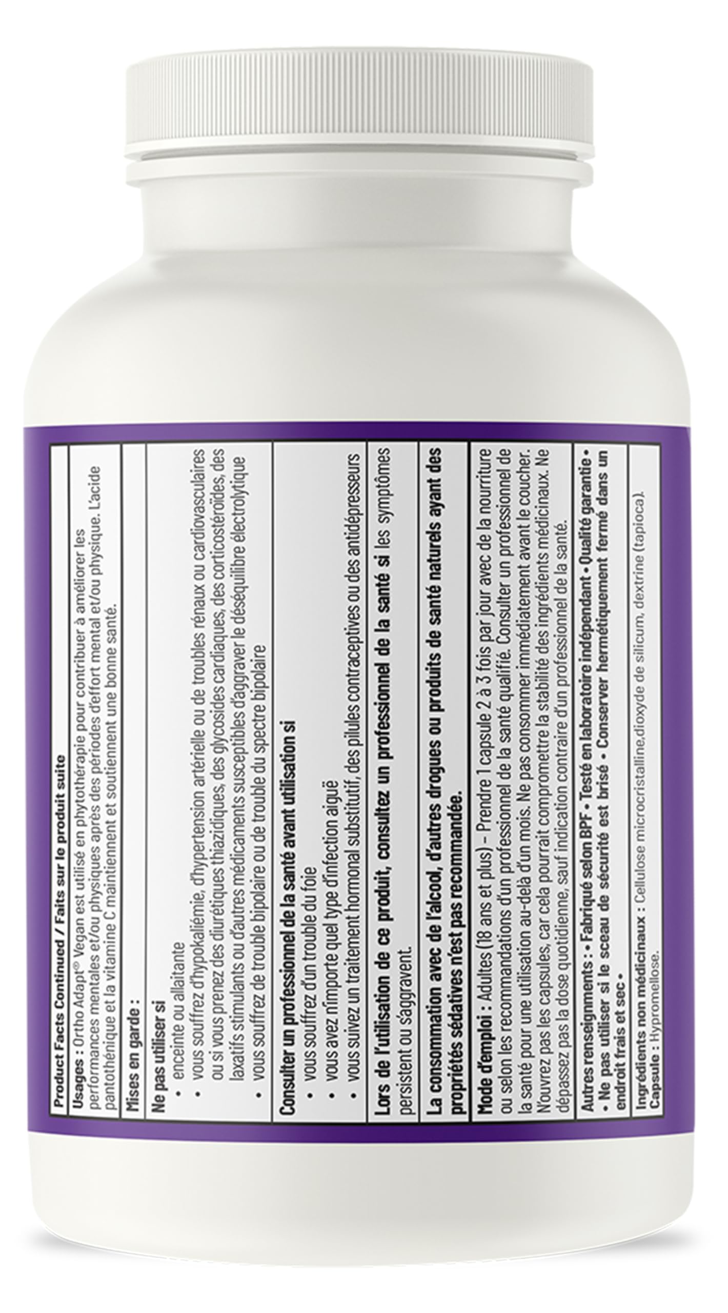 AOR Ortho Adapt Vegan 675mg, 90 gélules (45 jours) - Soutient l'énergie, contient de l'ashwagandha, de la rhodiola rosea, du ginseng sibérien et de la vitamine C - Adaptogènes pour améliorer les performances physiques et mentales