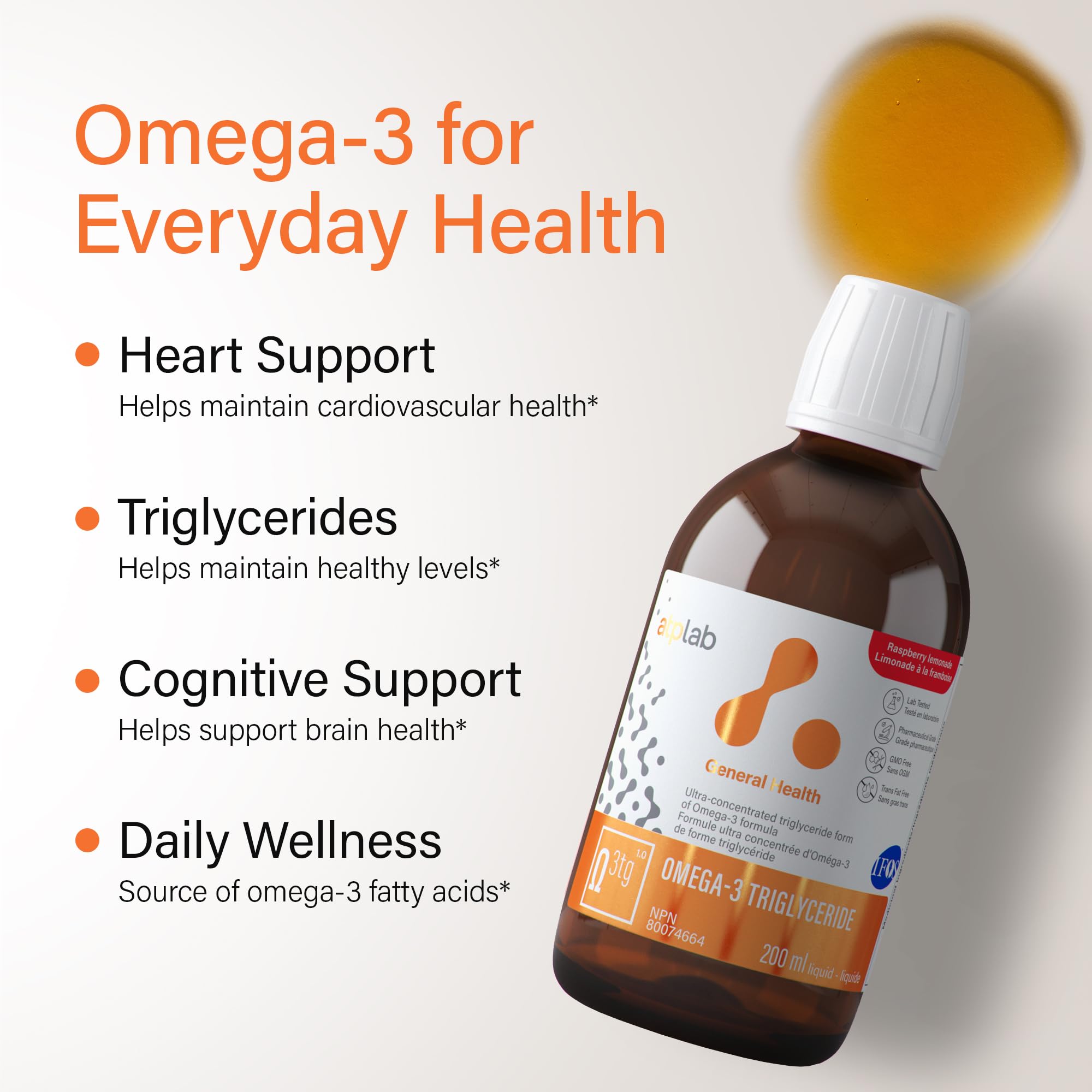 ATPLAB Omega 3 TG liquide, 200 ml
